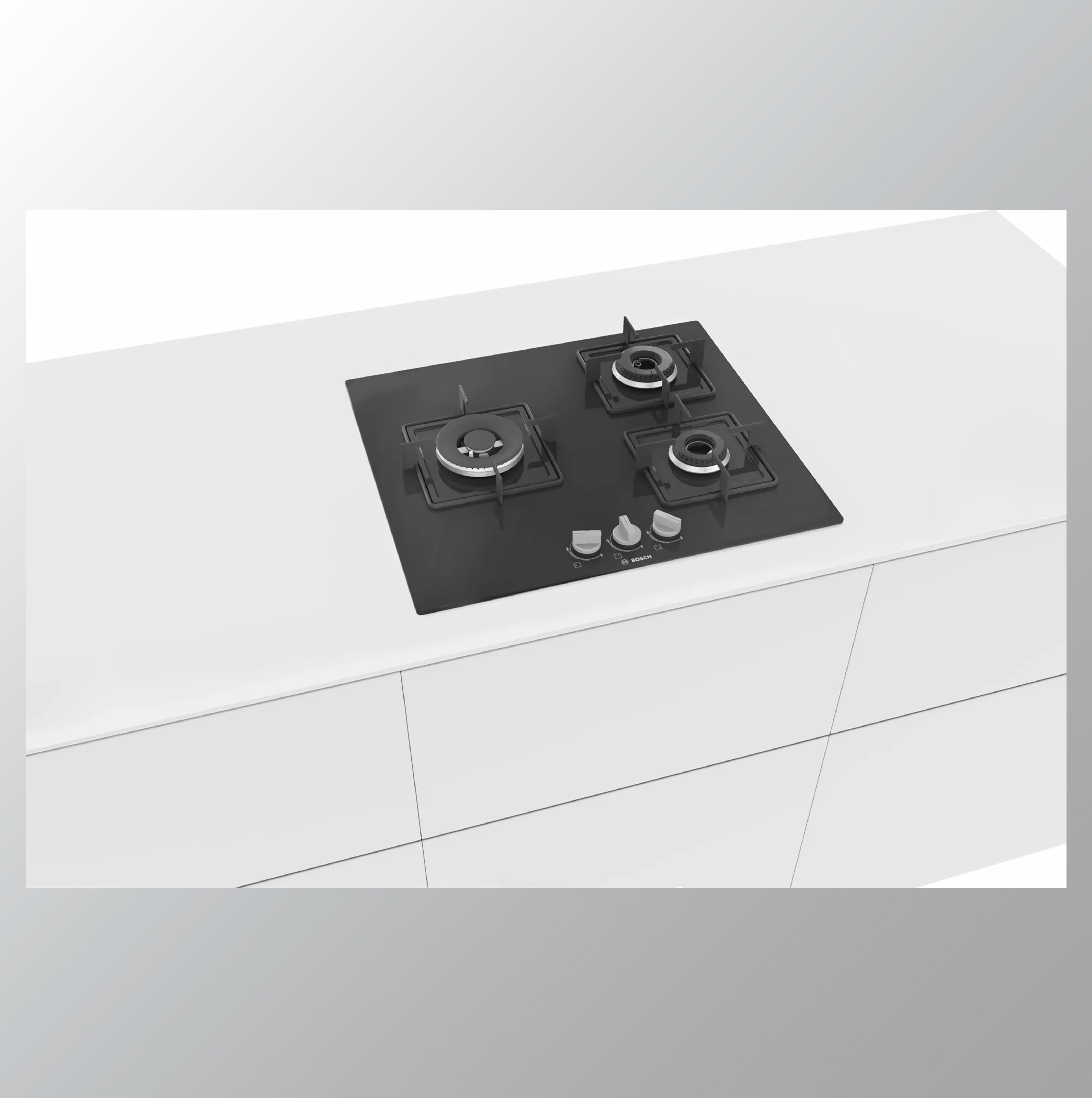 BOSCH கேஸ் ஹாப் PNC6B6B11I 3 பர்னர்கள் 60CM கண்ணாடி ஆட்டோ கருப்பு