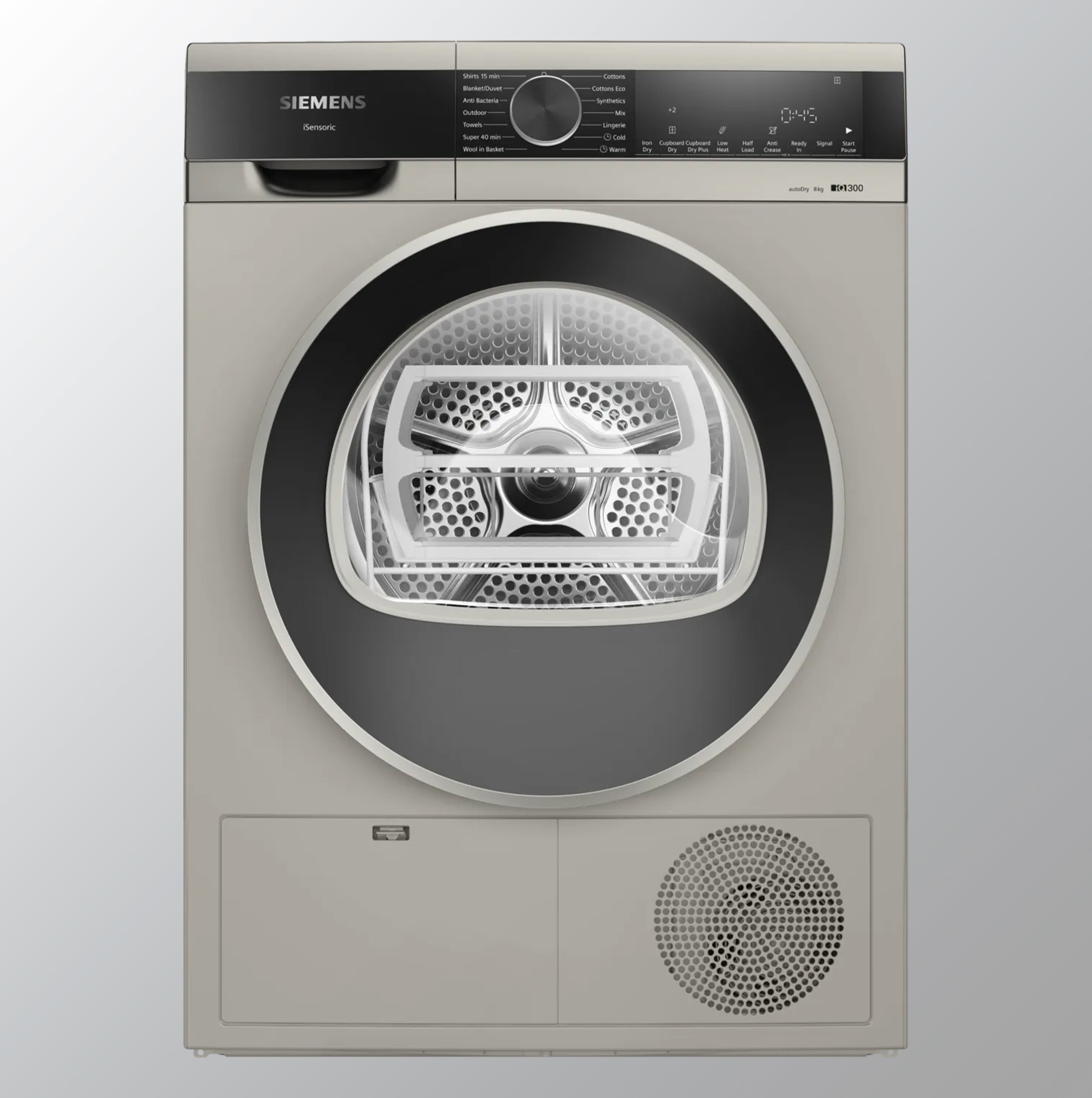 SIEMENS 8 kg Fully Automatic Front load Condenser Tumble Clothes Dryer WP31G208IN, Silver Inox,