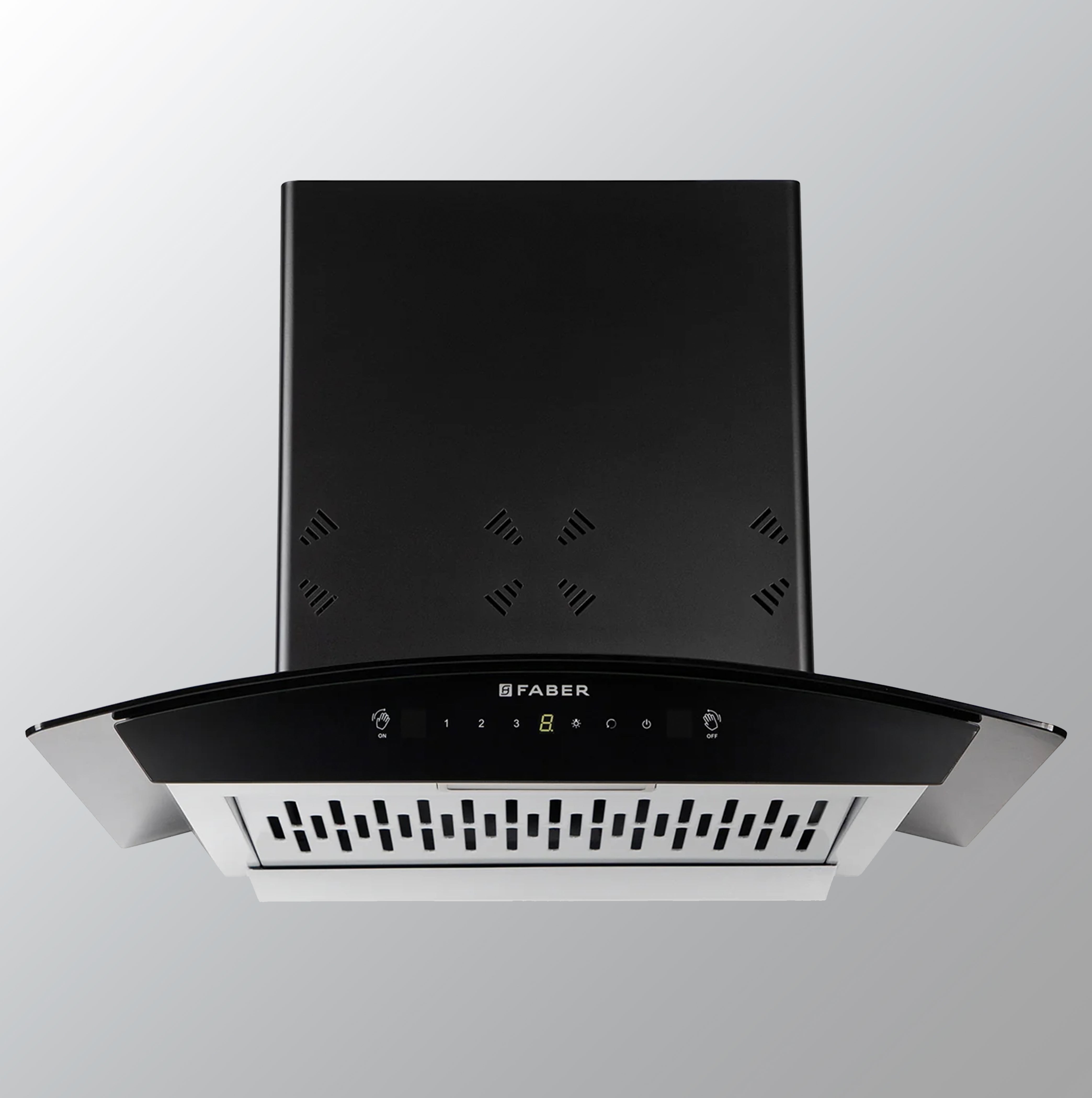 Faber60cm 6 way Silent Suction,1250m3/hr, Autoclean Chimney, 12Yr Warranty on Motor (HOOD EVEREST 3D IN HC SC FL LG 60||Filterless||Touch&Gesture Control||Light Grey)