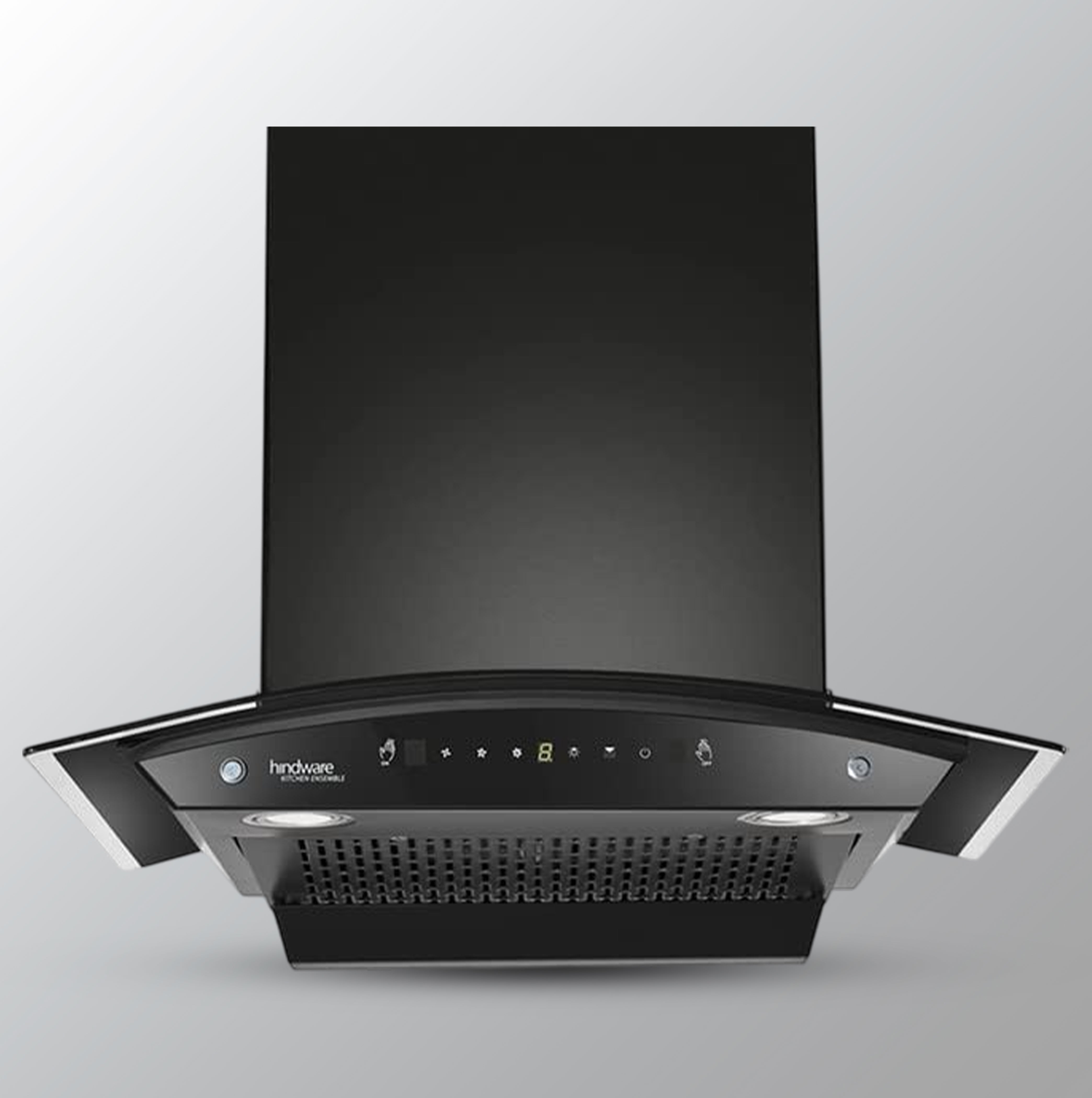 Hindware Divina 60 C BLK Auto-Clean Chimney 1200 m³/hr, Motion Sensor & Touch Ctrl