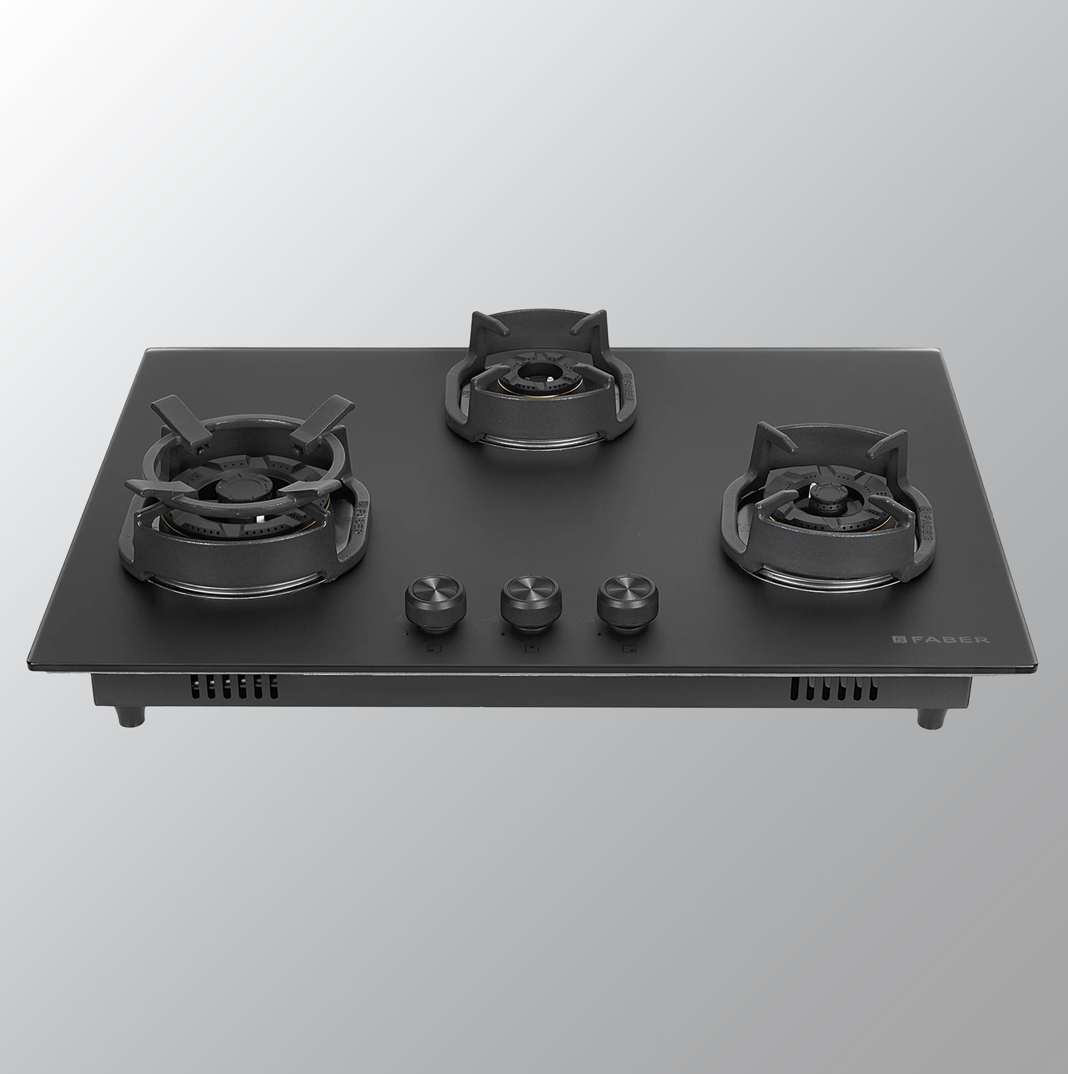 Faber 72cm 3 Burner Gas Hob | Flame Failure Device | Cast Iron Pan Support | Metal Knobs | 8 MM Matt Finish | Versatile Hob/Cooktop | Hob Della HD723 CI AI