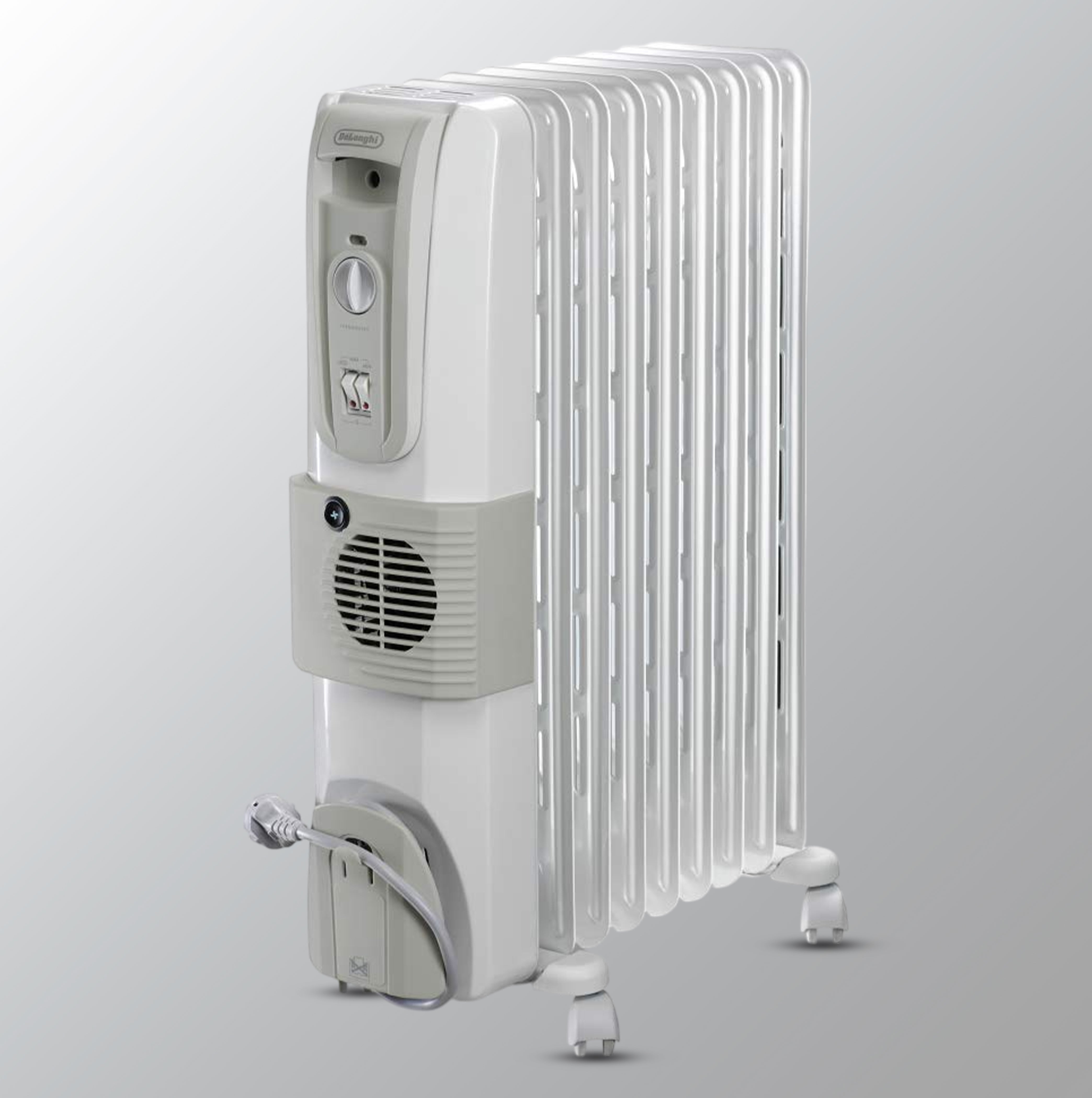 De'Longhi Oil Filled Radiator Room Heater with Fan 3000W (White) - 9 Fin