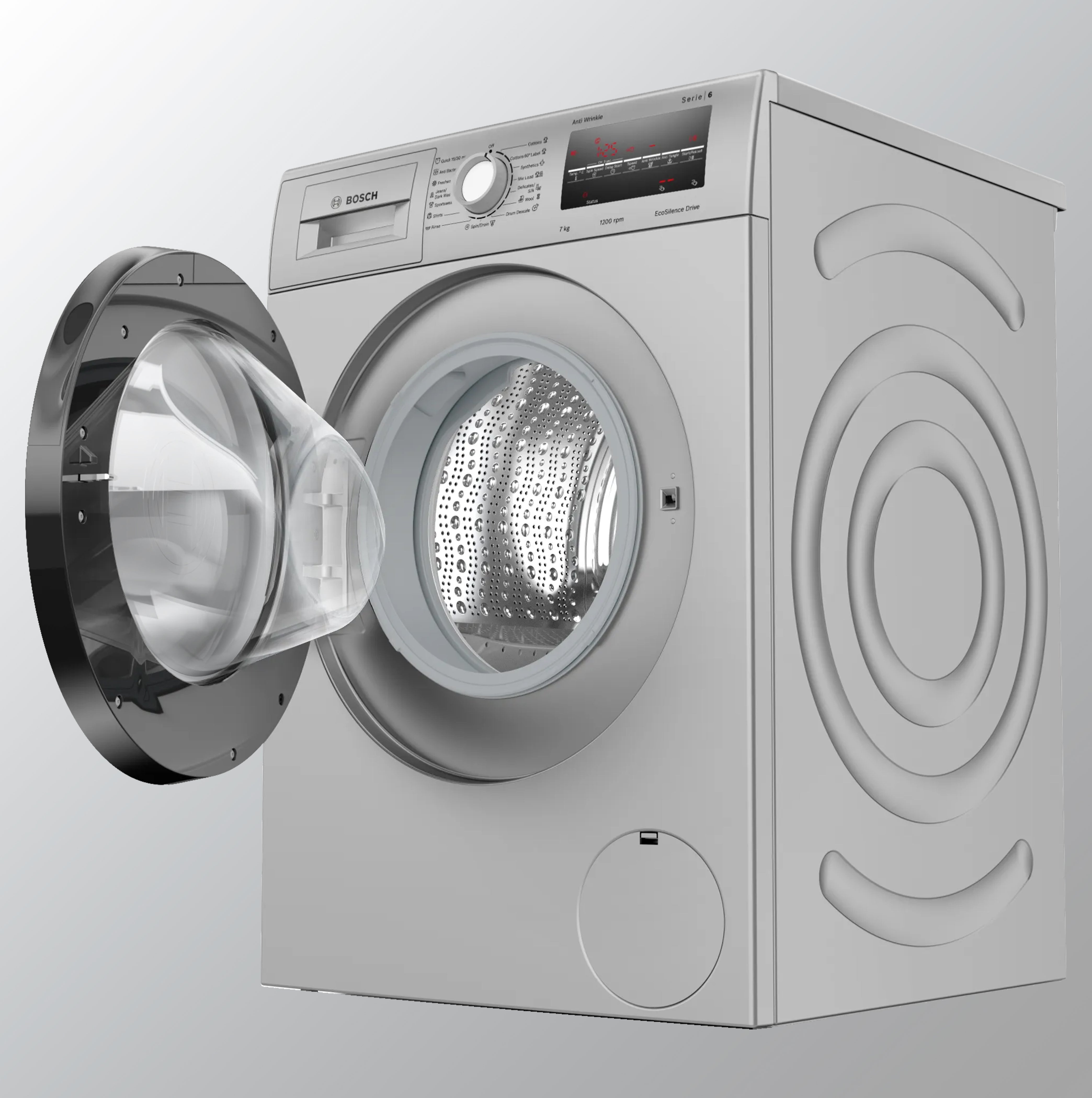 Bosch 7 kg Fully-Automatic Front Loading Washing Machine (WAJ2446SIN, Silver, Inbuilt Heater)