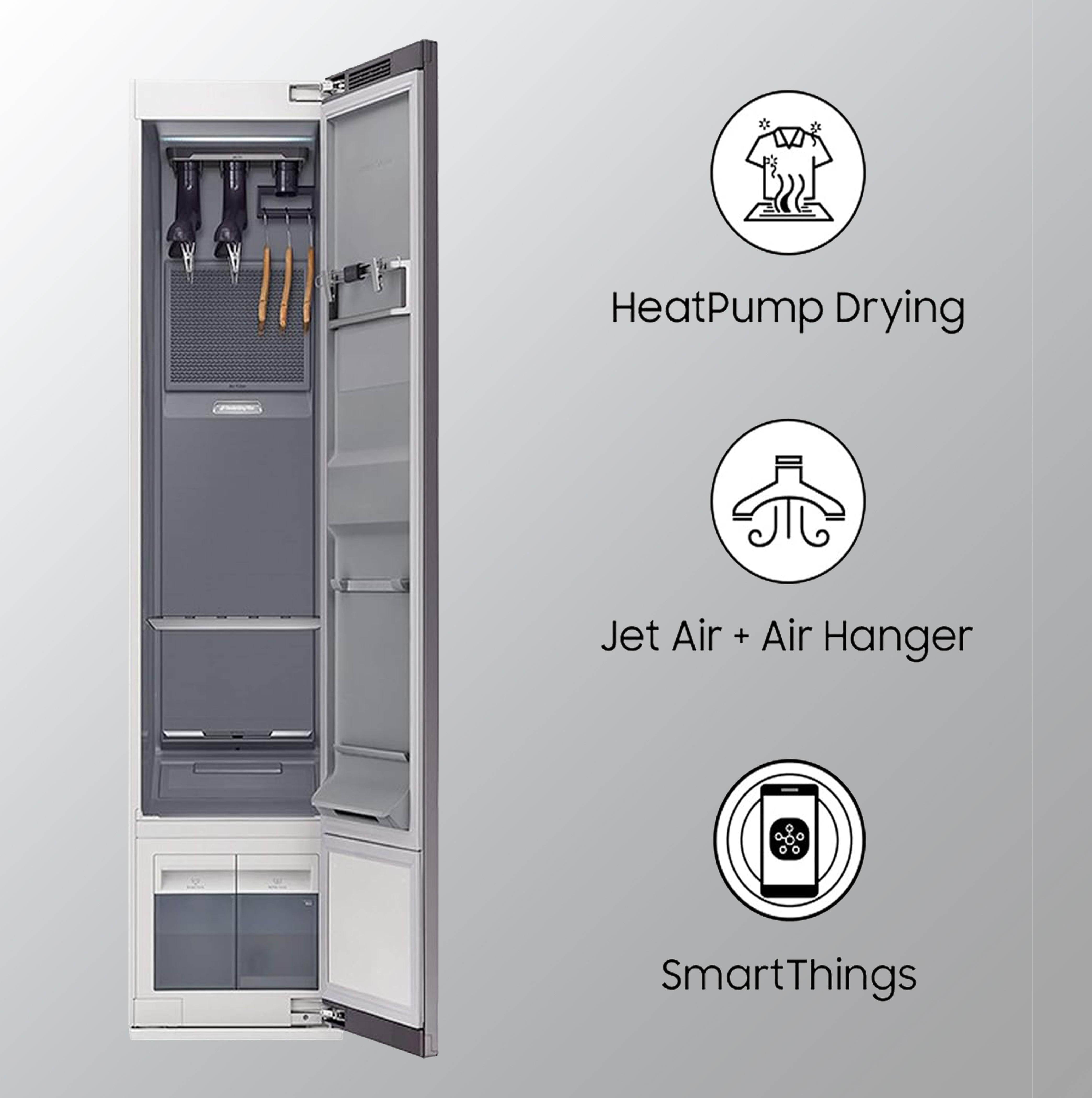 Samsung Air Dresser with Jet Steam For Sanitizing and Refreshing Clothes (Crystal Mirror Black, DF60R8600CG/TL)