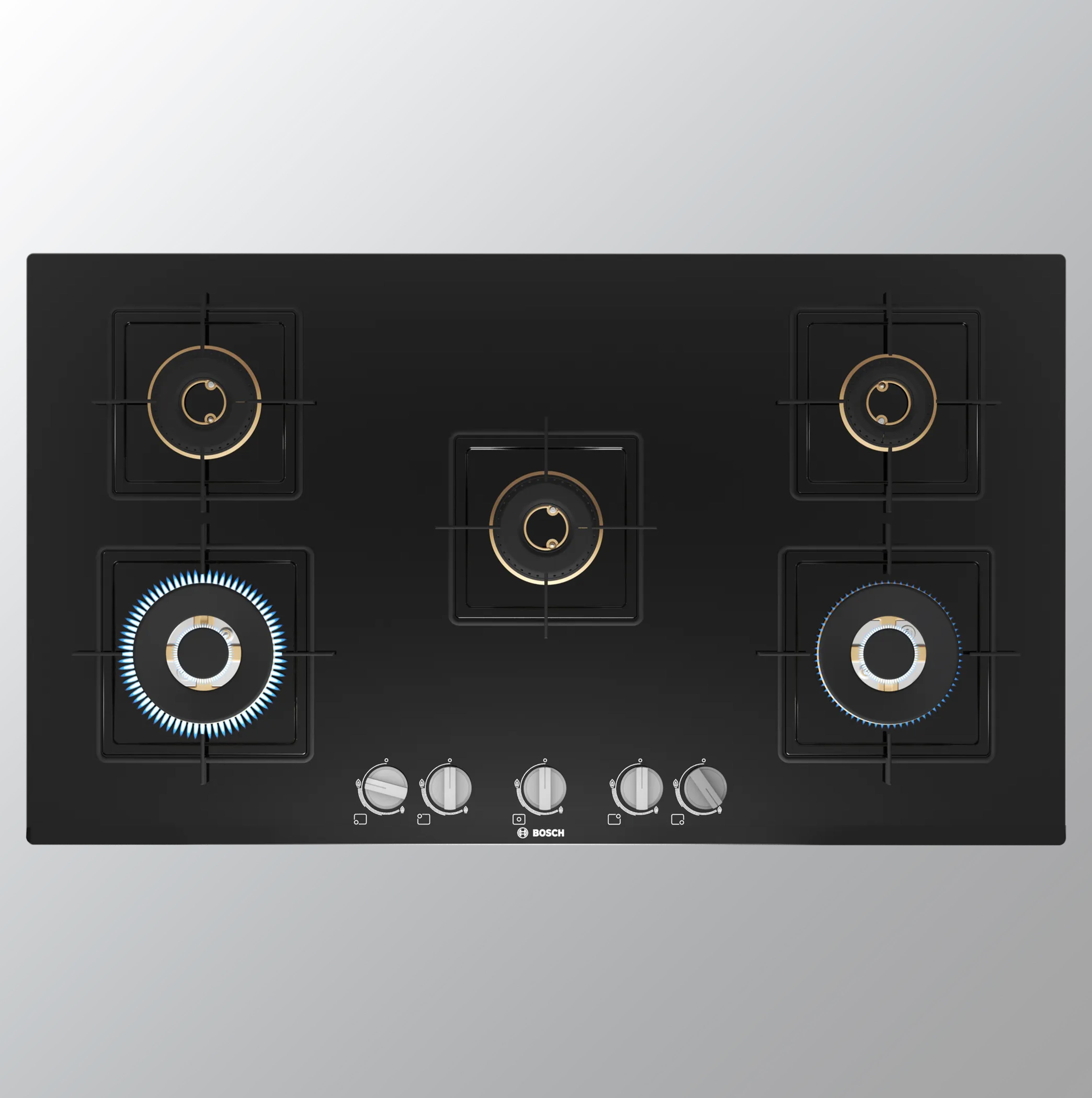 BOSCH PNV9B6F10I Automatic Glass Hob 5 BURNER Black 90cm