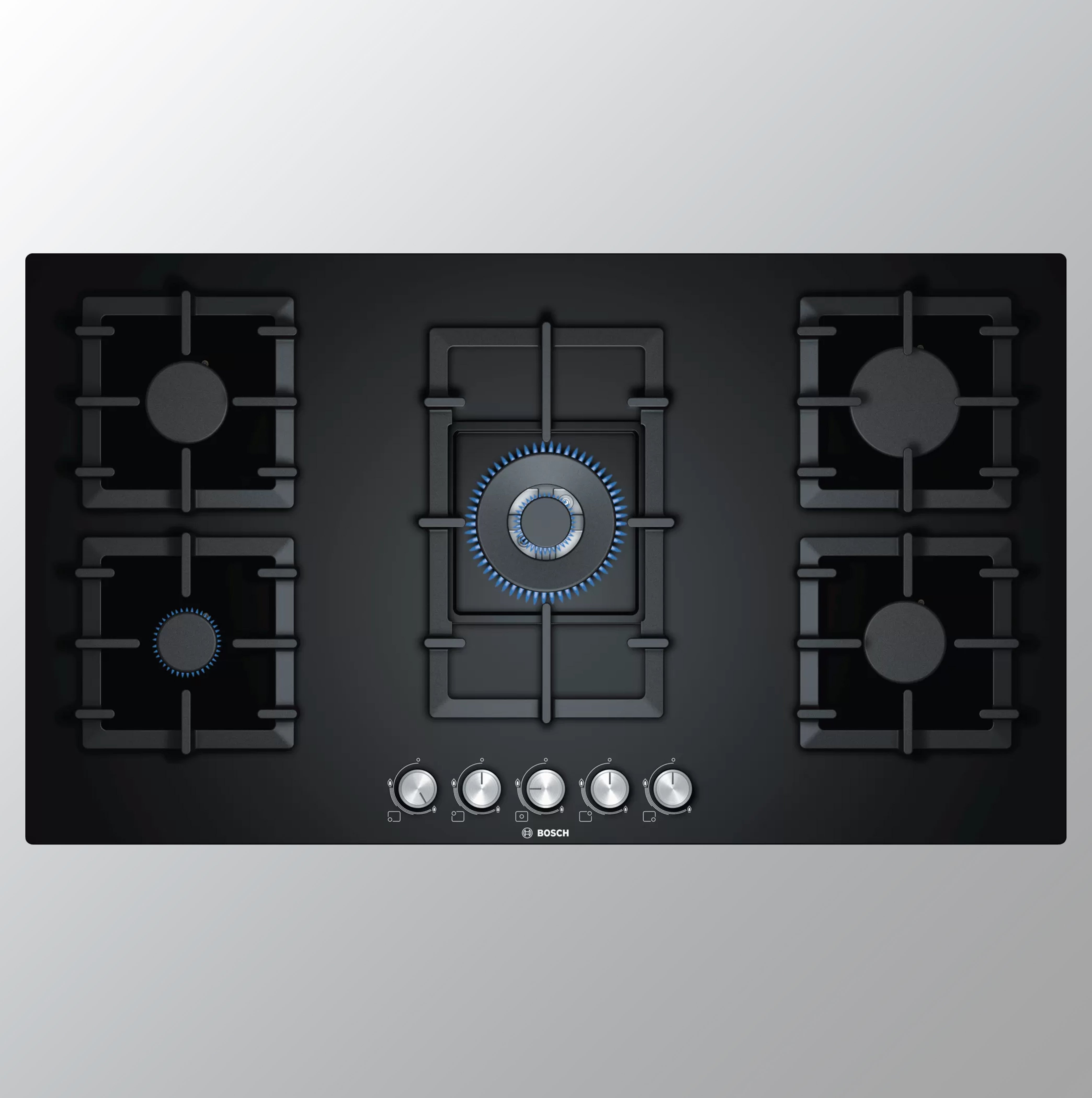 Bosch Serie | 6, 5 Burner Built in Gas hob, 90 cm, Tempered glass PPQ9B6O90I