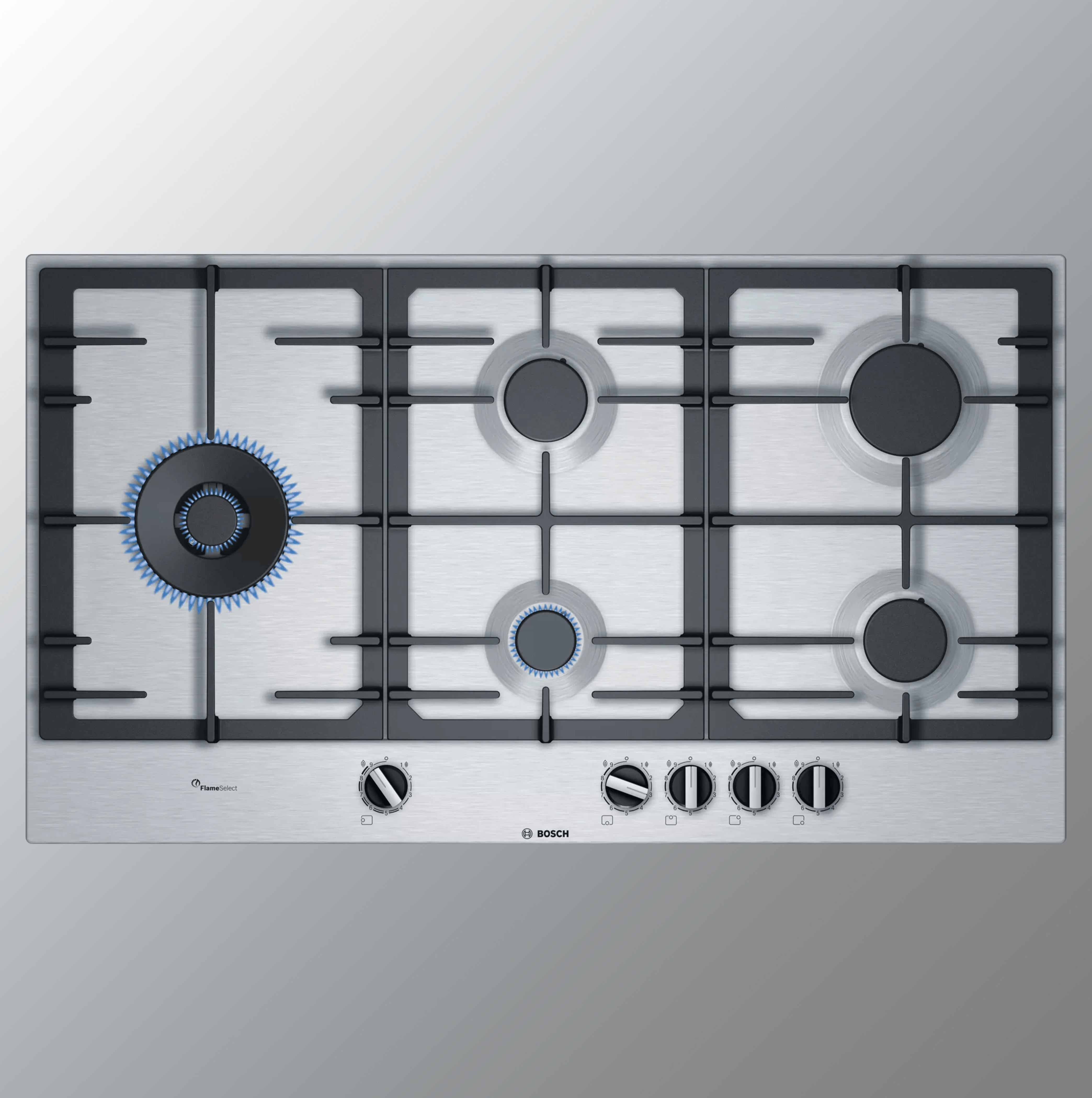 Bosch Built in Gas Hob Stainless Steel 5 Burner Silver PCS9A5C90I