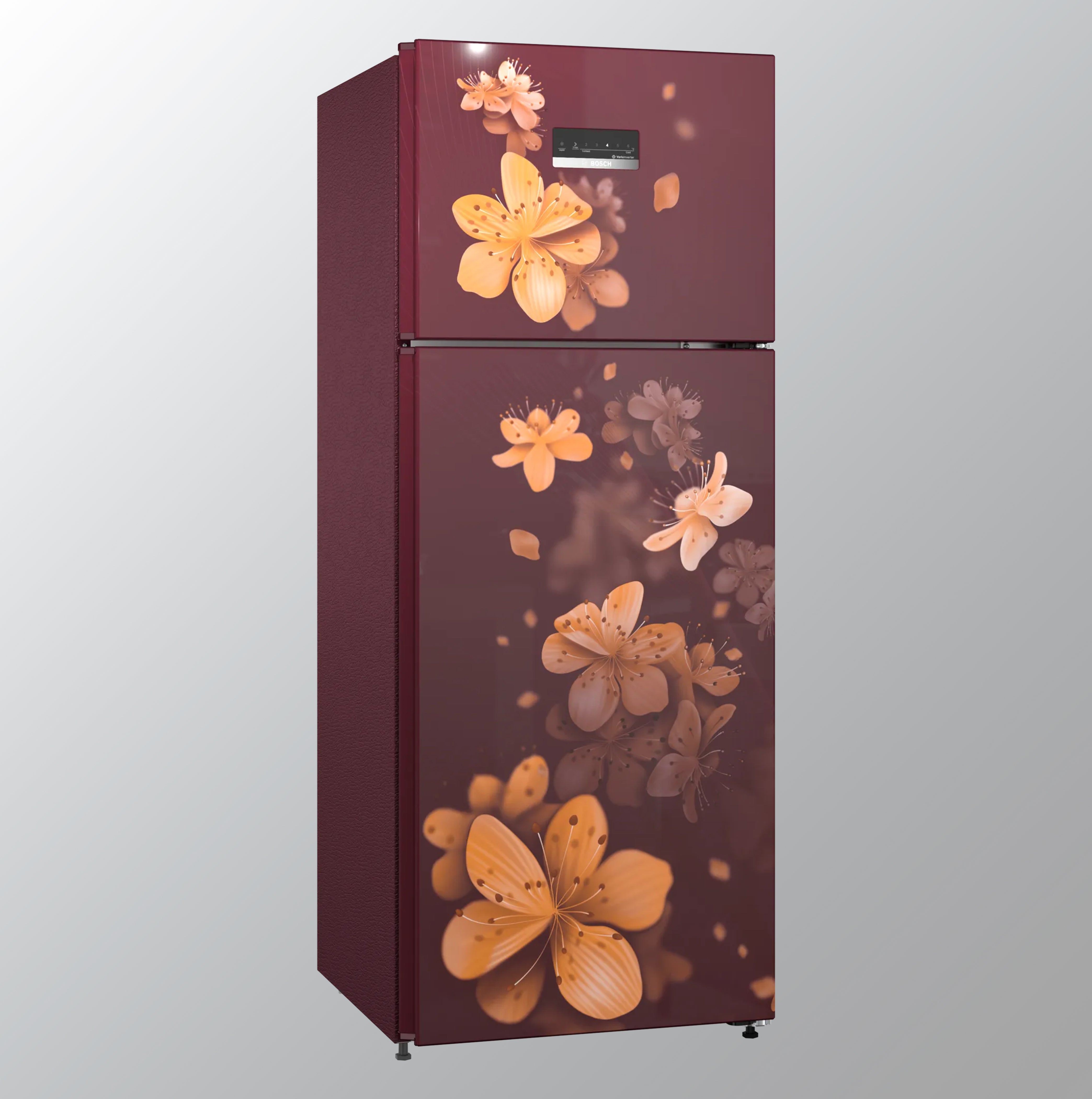 Bosch 263 Liters 3 star Double Door Refrigerator (CTN27W13NI, Red)
