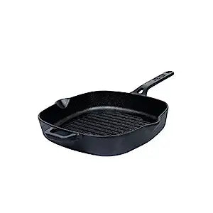 Meyer Cast Iron Grill Pan (Gas and Induction Compatible) 25 cm Black