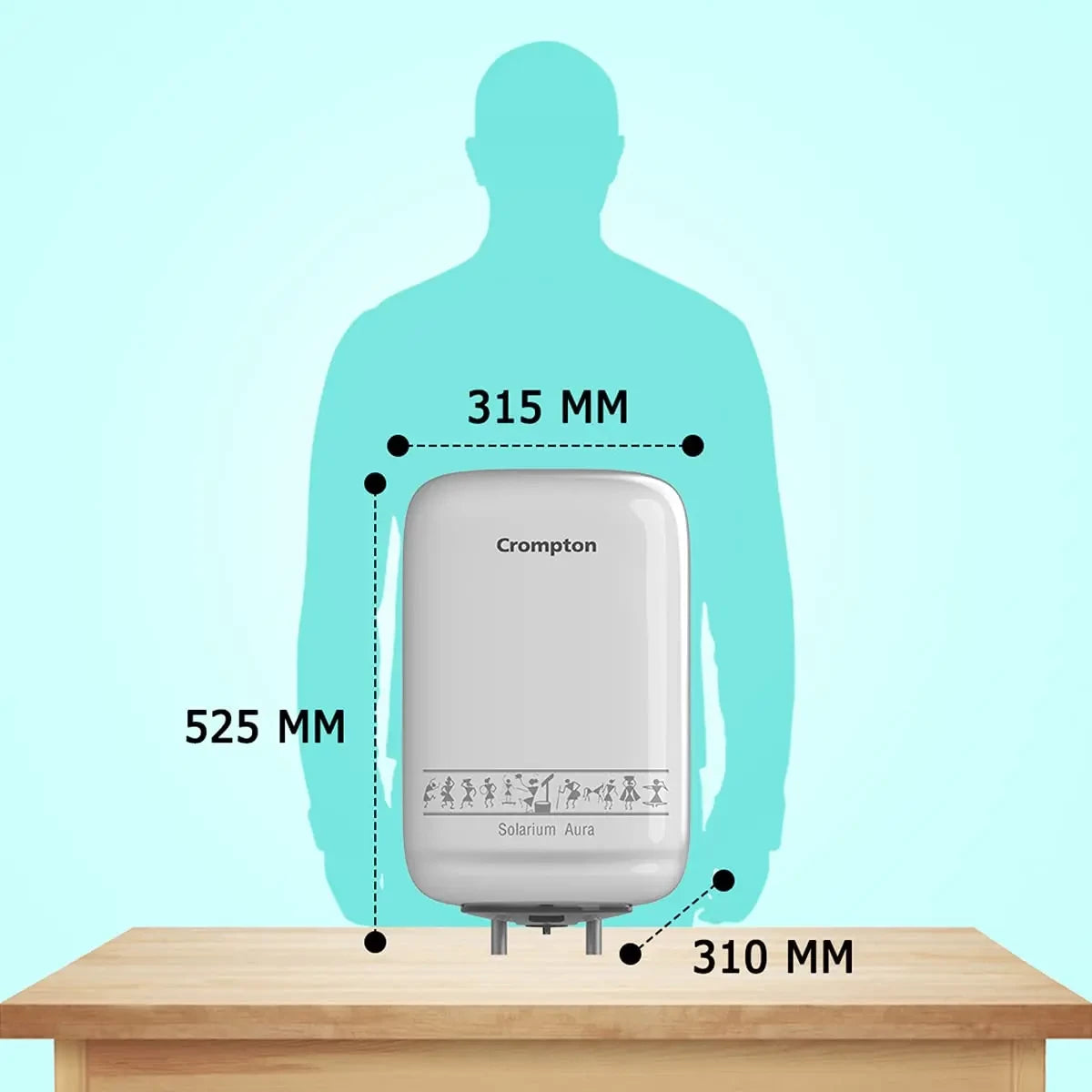 Crompton Solarium Aura 2000-Watt Storage Water Heater (White) - 10 Liter