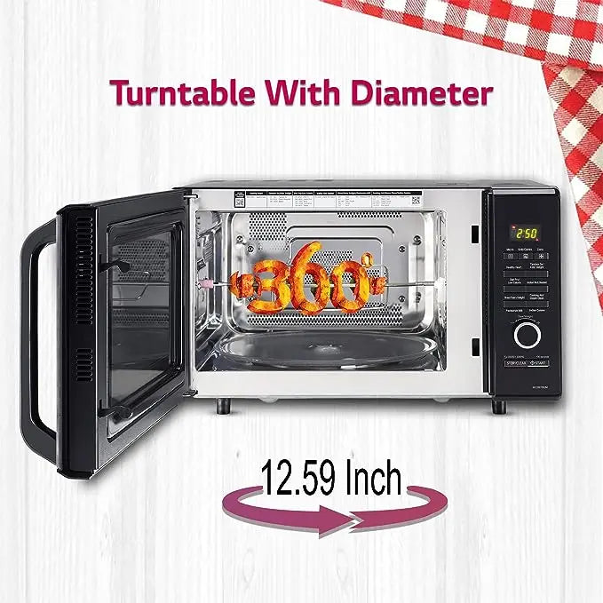LG 28 L Convection Microwave Oven (MC2887BIUM, Black, Heart Friendly Recipes, 360° Motorised Rotisserie)