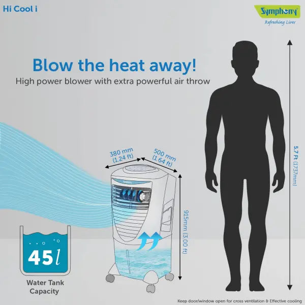Symphony HiCool-i Modern Personal Room Air Cooler 31-litres, with Remote, Honeycomb Pad (White)