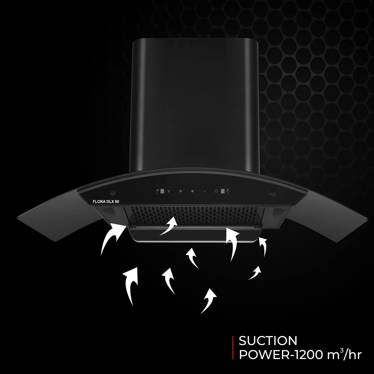 Kutchina Flora Dlx 90 a chimni for kitchen and a chimney with 90 cm autoclean technology with 1200 suction capacity & multi speed wave sensor technology best suited as kitchen chimney for home.