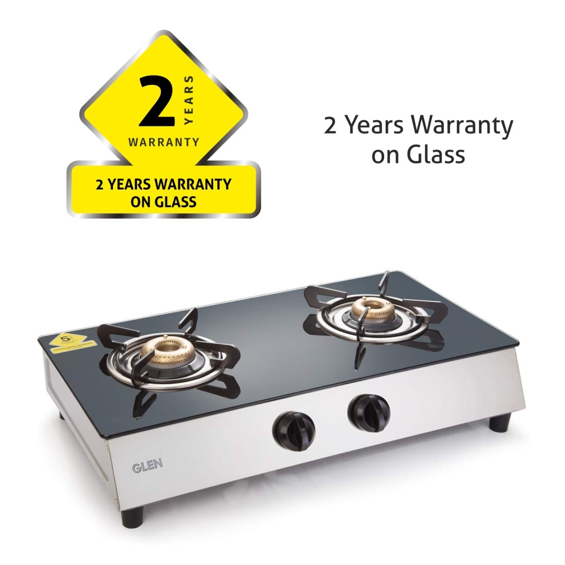Glen 2 Burner Stainless Steel plus Glass Gas Stove 1023 GT Retro