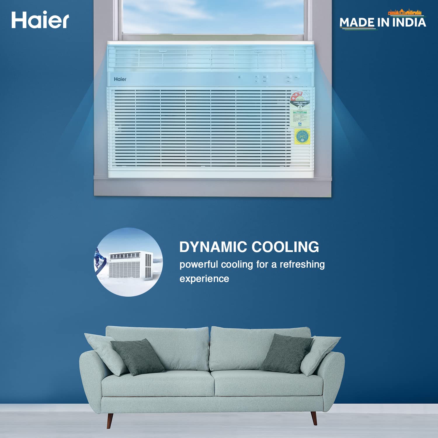 Haier 1.5 Ton 3 Star Fixed Speed Window AC (Copper, Antibacterial Filter, 2023 Model, HWU18TF-EW3BE-FS, White)