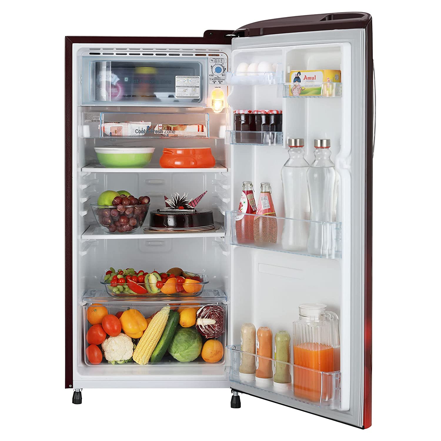 LG 185 L 3 Star Direct-Cool Single Door Refrigerator (GL-B201ASCD, Scarlet Charm, Moist 'N' Fresh)