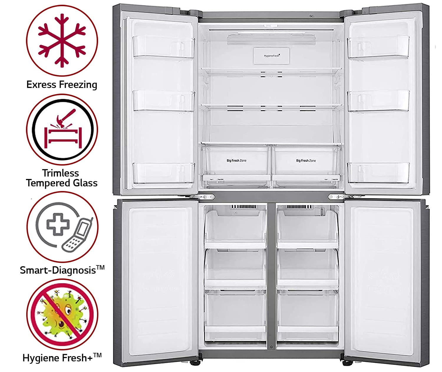 LG 594 L Frost-Free Inverter Linear Wi-Fi Side-By-Side Refrigerator (GC-B22FTLPL, Platinum Silver III, Hygiene Fresh+ | Door Cooling+)