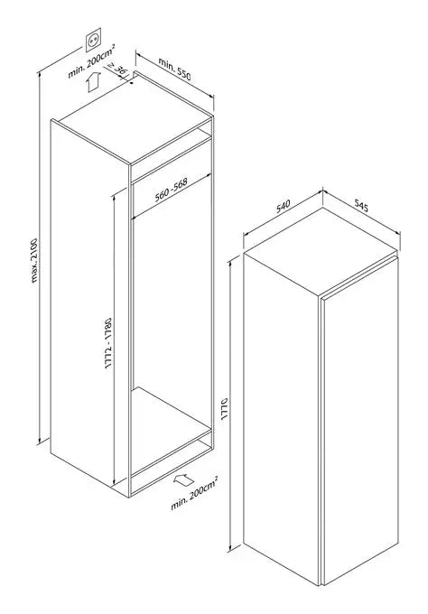 Blaupunkt 5CR288FE0 243L Built-In Double Door Refrigerator - White, Energy Efficient Cooling