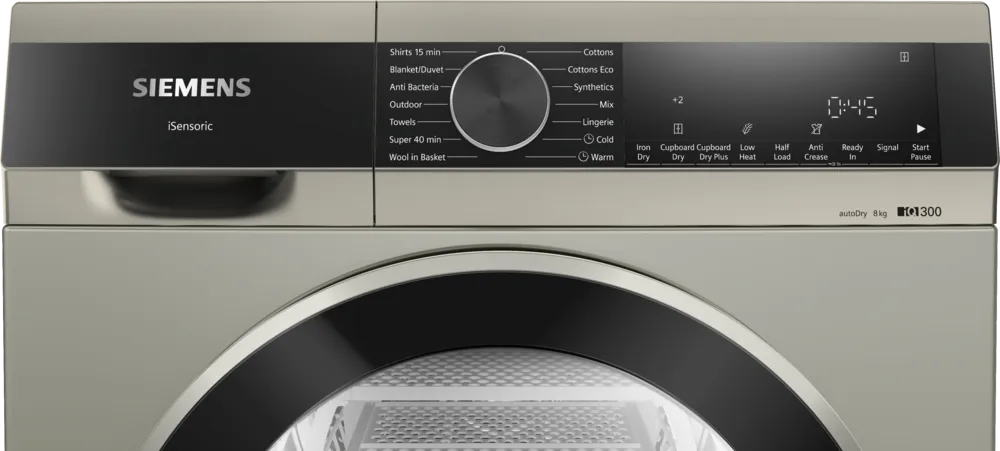 SIEMENS 8 kg Fully Automatic Front load Condenser Tumble Clothes Dryer WP31G208IN, Silver Inox,