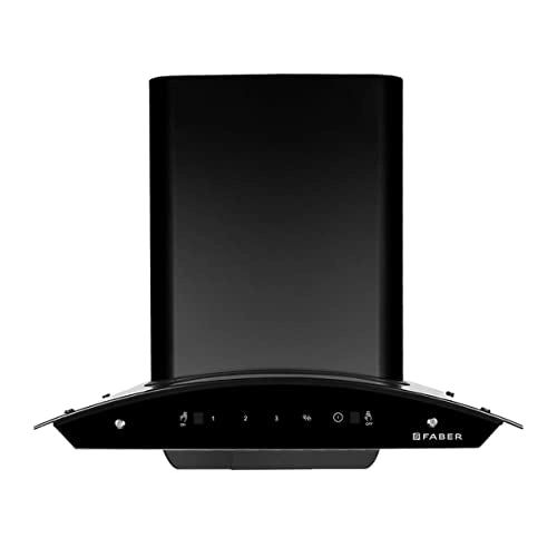 Faber 60 cm 1200 m3/hr Auto-Clean curved glass Kitchen Chimney (HOOD SUNNY HC SC 60, Filterless technology, MS TC, BK)
