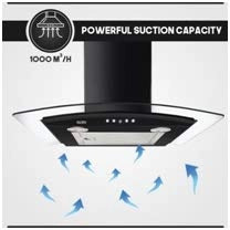 Glen 60cm 1000 m3/hr Chimney (Miso 60 1000 m3 LTW, 1 Baffle Filter, Black)