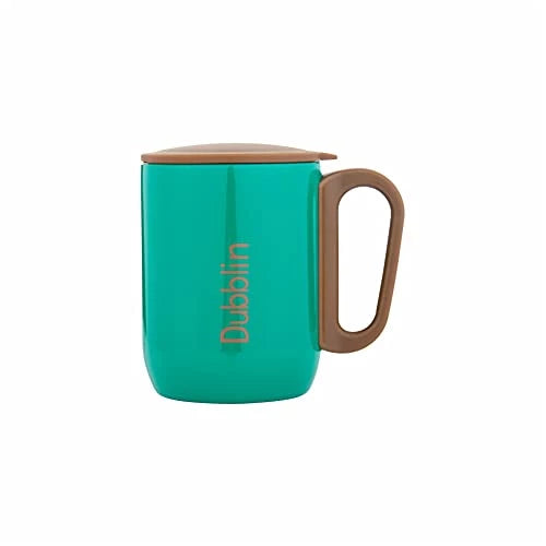 DUBBLIN Polo Stainless Steel Unbreakable Tea Coffee Mug Double Wall Insulated with Handle and Lid, Wide Mouth Mug Keeps Beverages Hot & Cold 220 ML Green