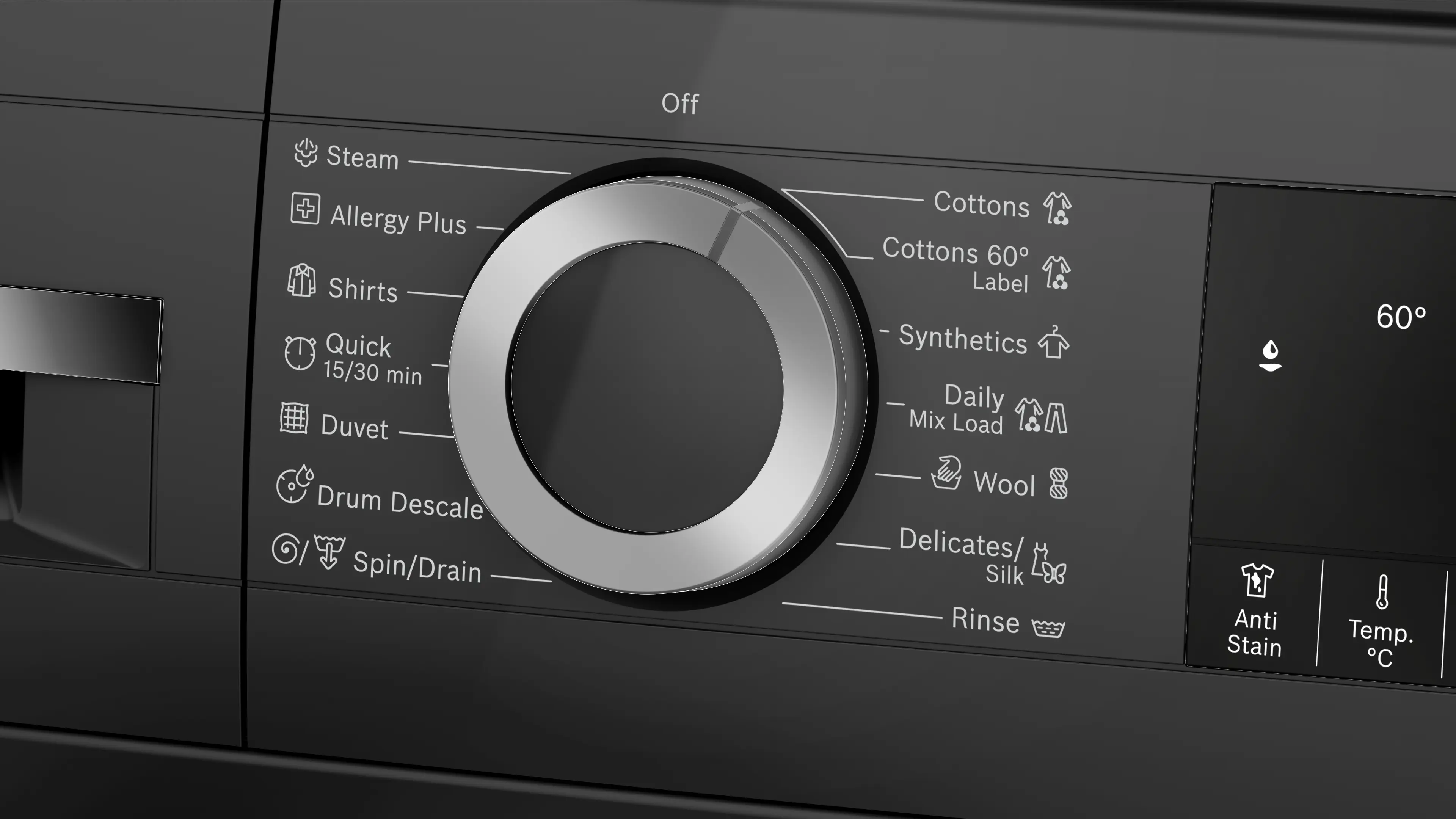 Bosch 9kg 5 Star Anti Wrinkle & Steam Care Fully Automatic Front Load Washing Machine with Built in Heater (WGA244ZTIN, Black Grey)