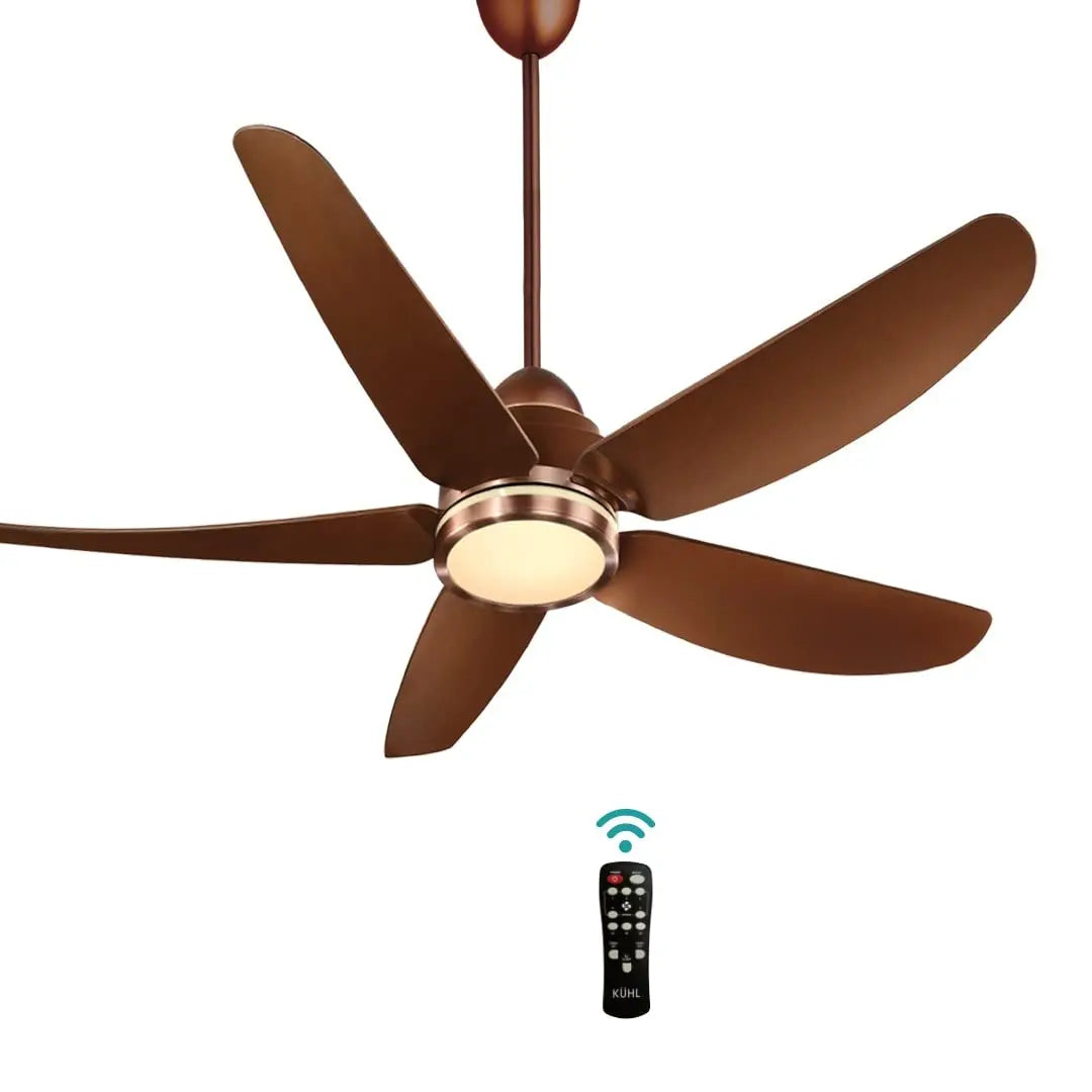 KUHL Stylish Fan Luxus C5 5-Star Rated | Smart Phone Remote Control Wi-Fi IoT Alexa Voice Enabled Night & Down Ligh Brown