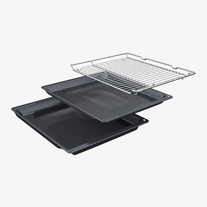 Bosch HBG7341B1, Series 8 Smart Built-in Oven, 60 x 60 cm,Black, Dirt-Repellent & Self-Cleaning, Air Fry, Bosch Assist Automatic, 3D Hot Air, Colour Touch Screen & Operating Ring