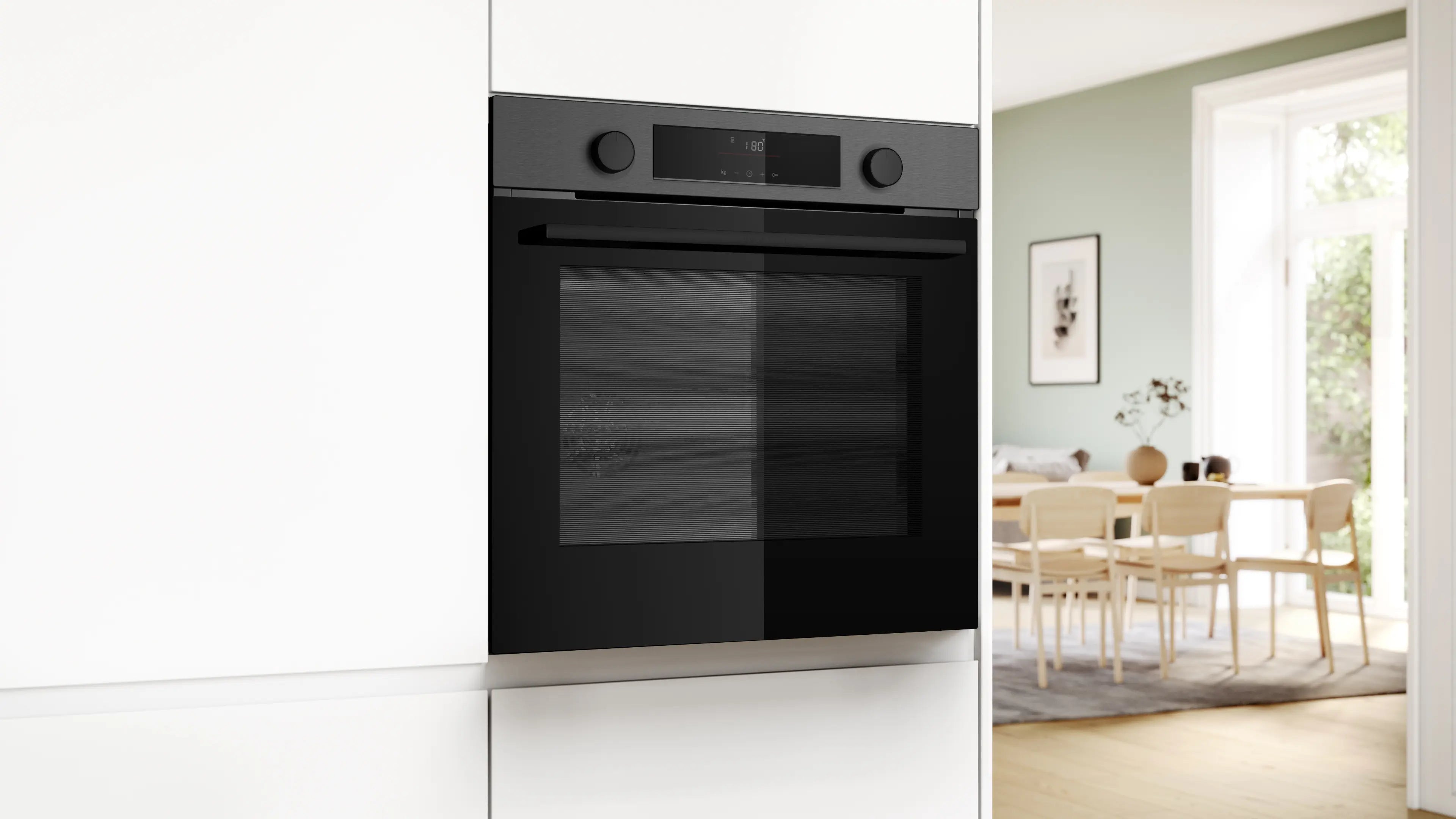 Bosch HUA716EG0I 60cm Black Stainless Steel Built-In Oven with Steam Function - HUA716EG0I