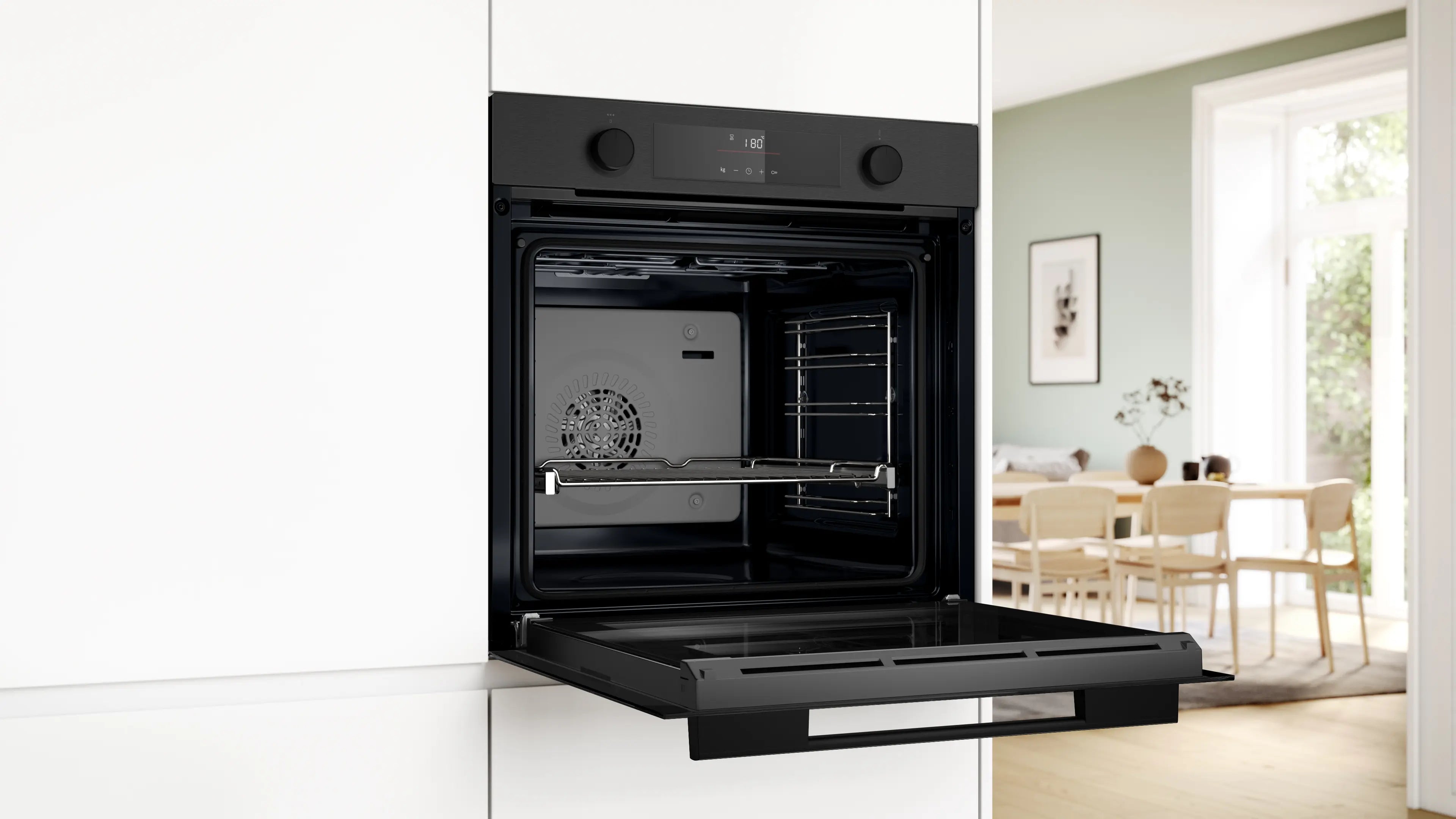 Bosch HUA716EG0I 60cm Black Stainless Steel Built-In Oven with Steam Function - HUA716EG0I