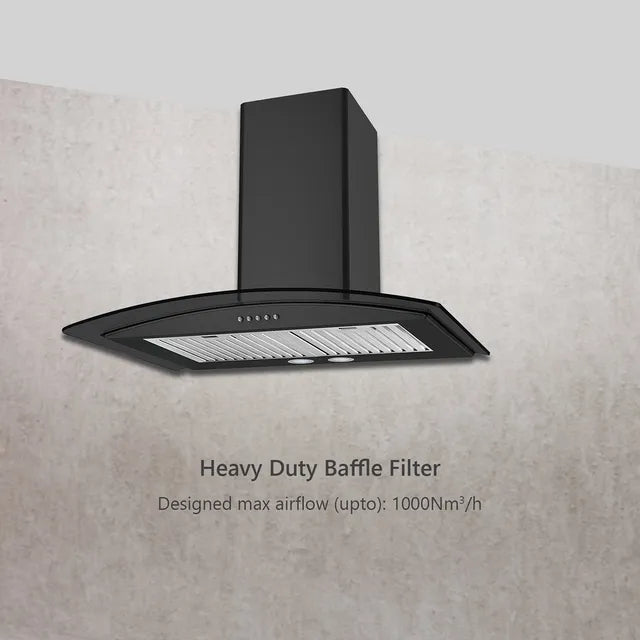 KAFF FLO LX BF 60cm Ducted Wall Mount Chimney - Soft Push Button Control, 1000m3/hr