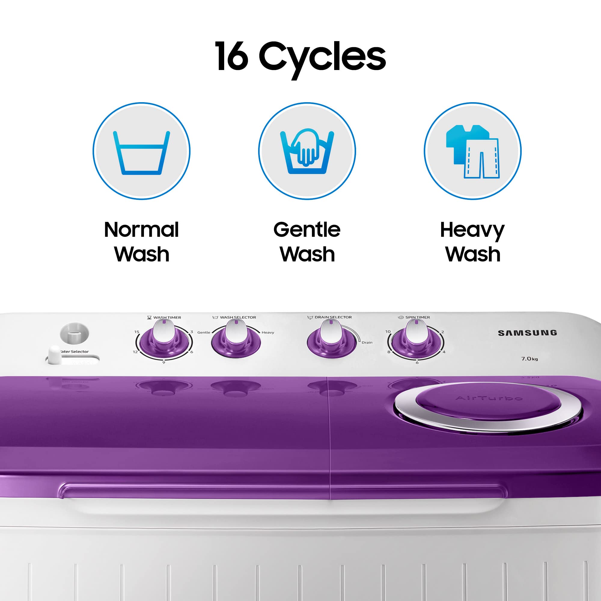 Samsung 7 kg, 5 star, Semi-Automatic Top Load Washing Machine (WT70M3000UU/TL, Air Turbo Drying, LIGHT GRAY)