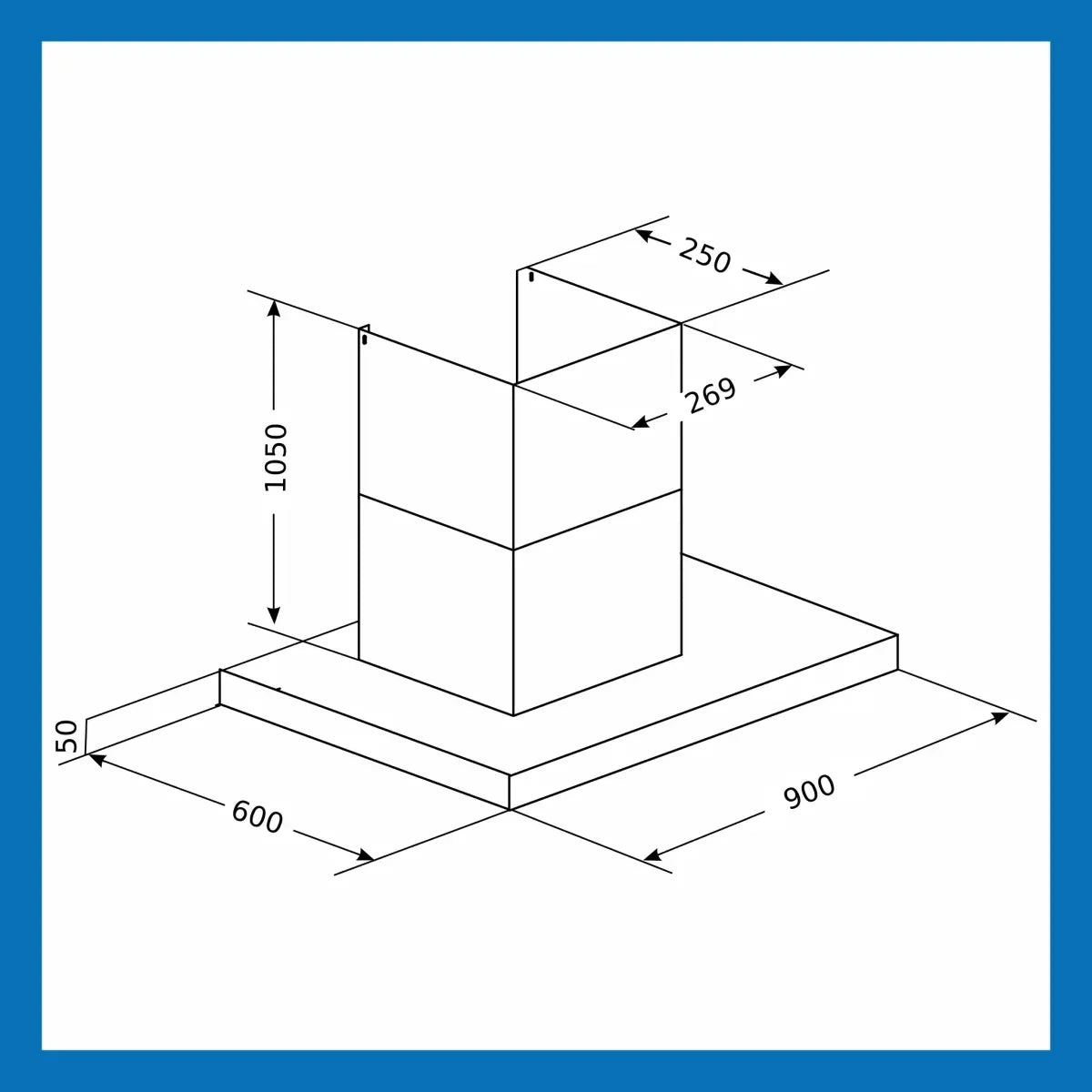 Glen CHIMNEY 6052 TS Island Chimney - 90 cm 1250 m³/hr