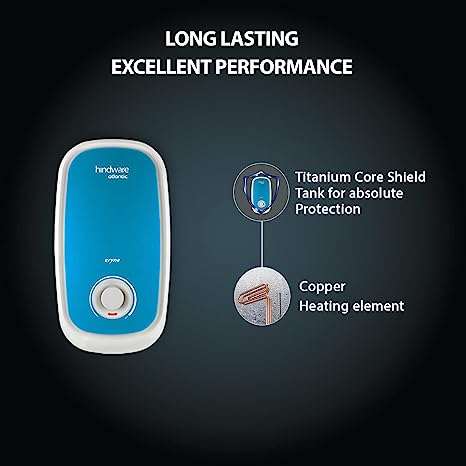 Hindware Atlantic Eryne 15L Storage Water Heater, Wall Mounting, White & Blue