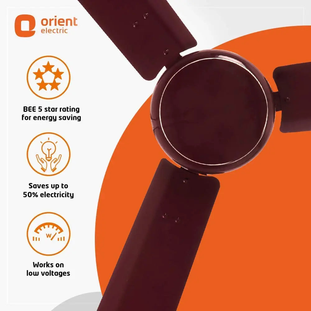 Orient Electric Hector-500 1200mm Energy Efficient Ceiling Fan with Inverter Technology (Brown, Pack of 3)