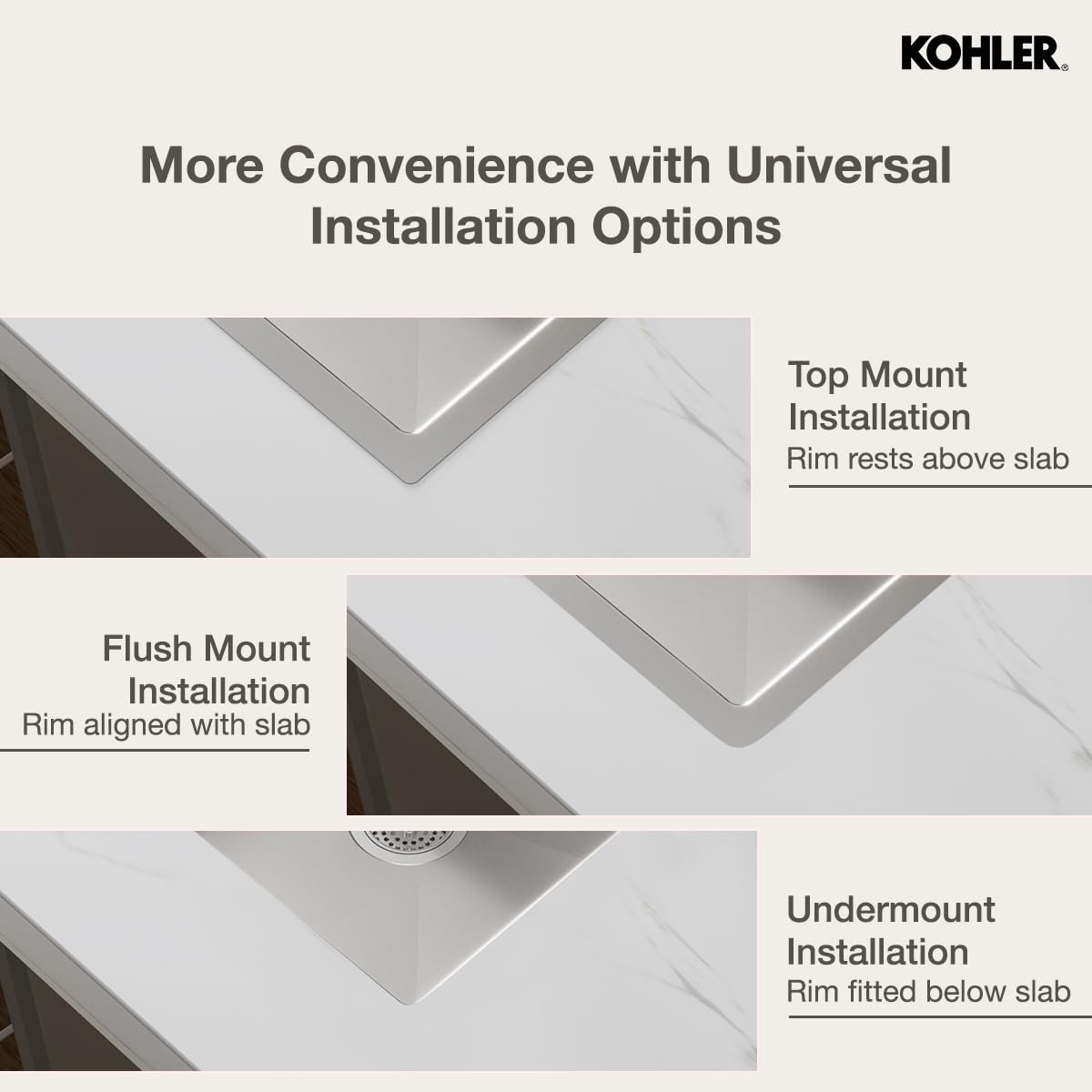 Kohler Kitchen Sink | 1.2 mm Thick Stainless Steel Single Bowl with SilentShield™ | 10" Deep, Round Corners for Easy Cleaning | 24x18x10 inches, Brushed Matte Steel