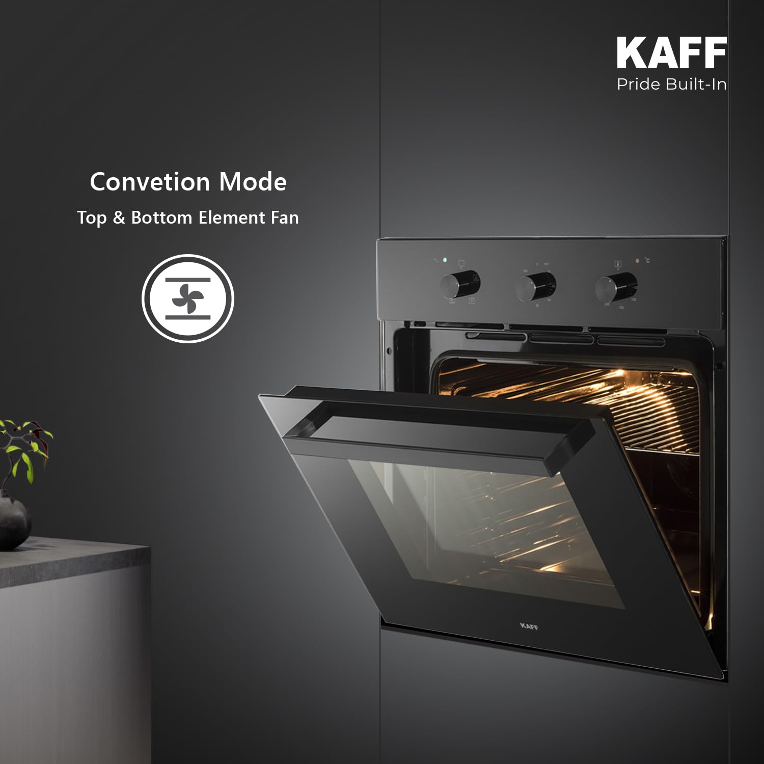 Kaff OV 83 ML7 Built-in Microwave Oven 83L Full Black Tempered Glass, 3 Layer Door (Black)