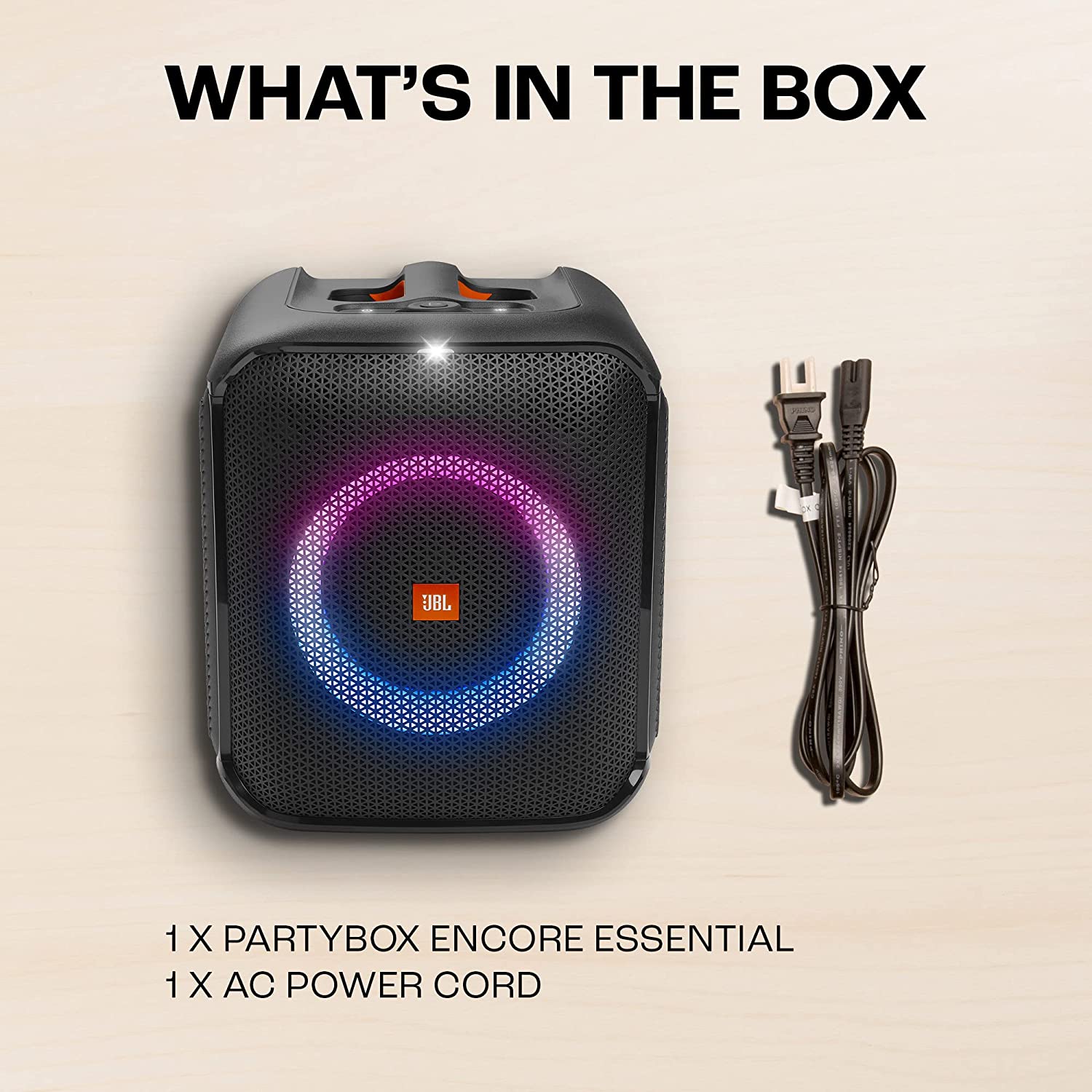 JBL Partybox Encore Essential | Portable Bluetooth Party Speaker | 100W Monstrous Pro Sound | Dynamic Light Show | Upto 6Hrs Playtime | Built-in Powerbank | Mic Support PartyBox App (Black)