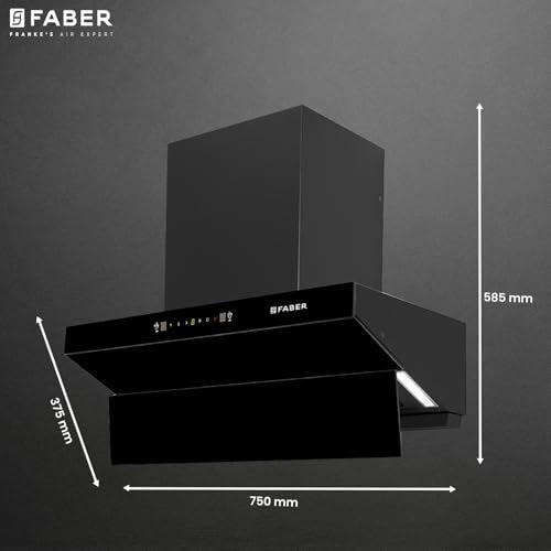 Faber Artemis 75cm 1200m³/hr Filterless Kitchen Chimney|Slant Body|T-Shape Panel|Autoclean Alarm|Moodlight|Touch&Gesture|12Yr on Motor,2Yr Comprehensive Warranty by Faber|Hood Artemis IN HC S
