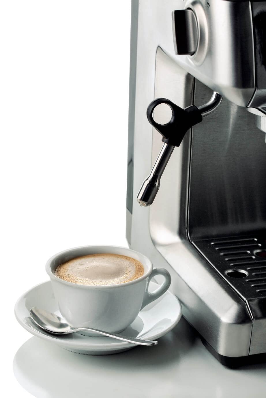 Ariete Metal Coffee Machine 1312, 1600 Watt, 15 Bar, 220 g Bean Capacity, Grinding Adjustment, Digital Display, ESE Pod Compatible, Maxi Cappuccino Device, Silver