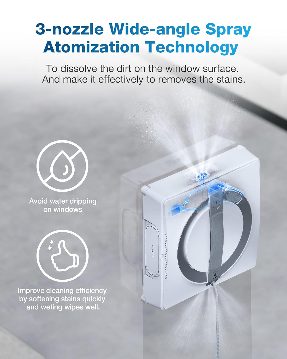 ECOVACS Winbot W2 Pro Omni Window Cleaning Robot: Intelligent Three-Nozzle Spray Technology
