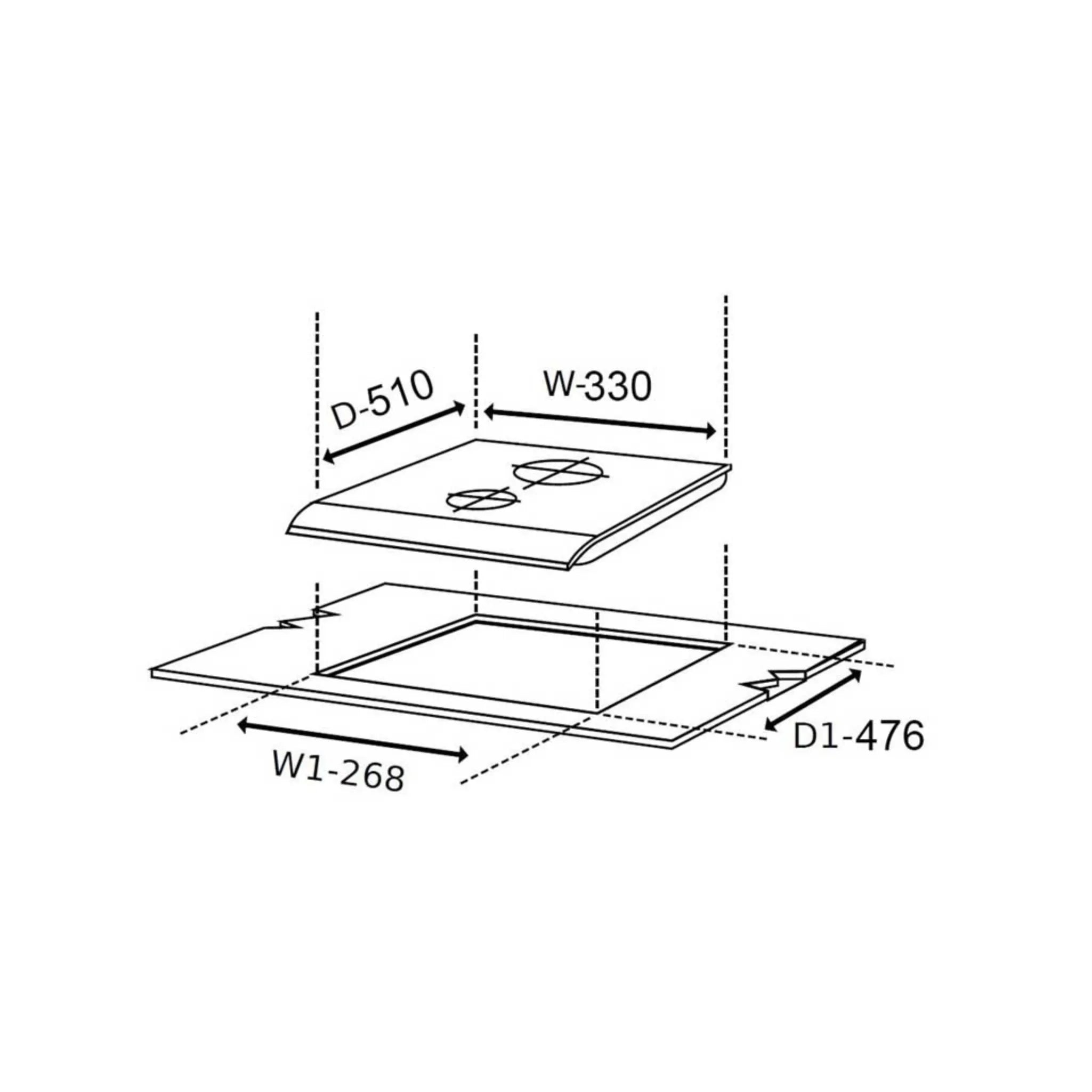க்ளென் 2 பர்னர் ஆட்டோ இக்னிஷன் பில்ட் இன் கிளாஸ் ஹாப் 1012 RO DB