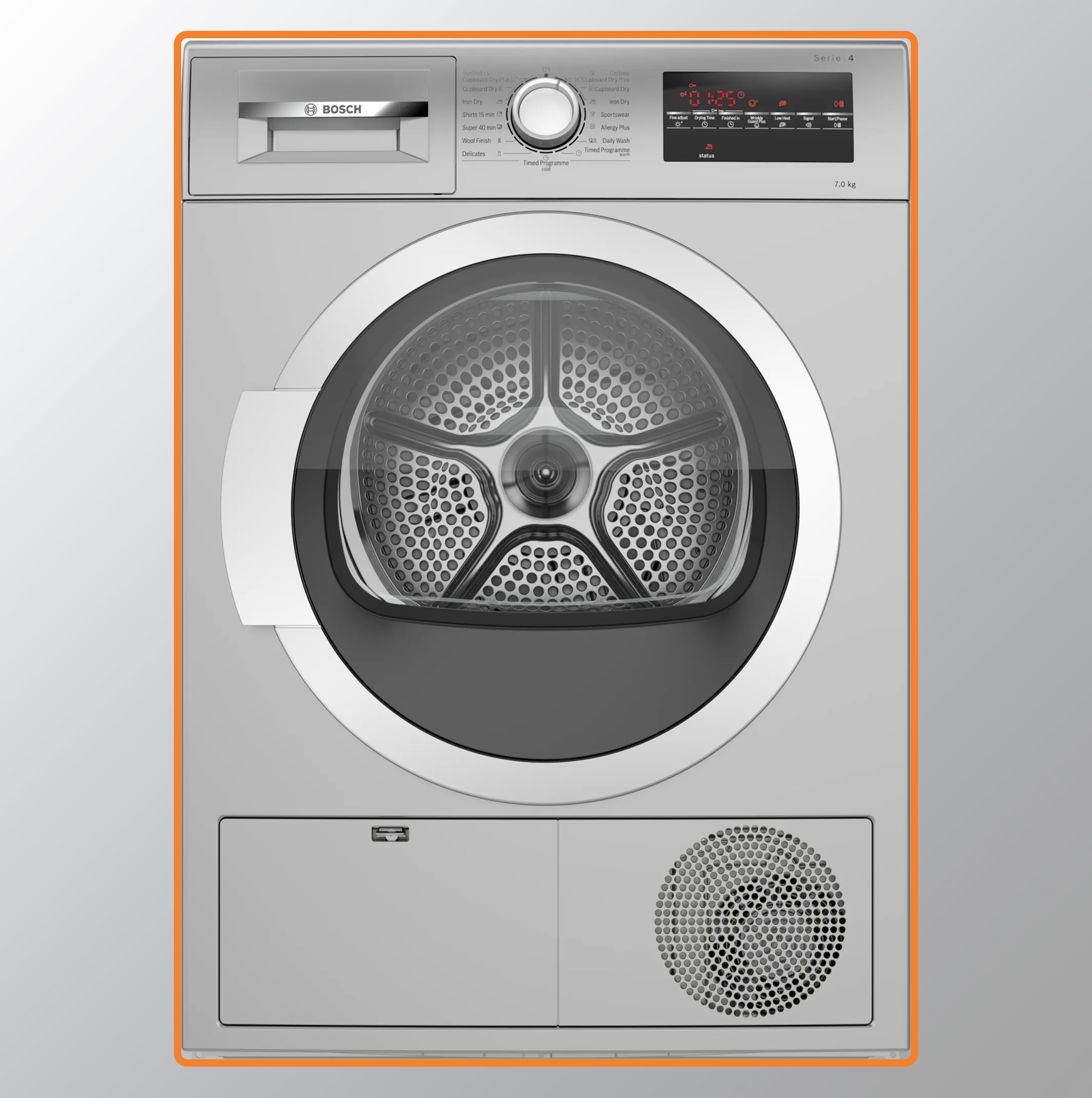 Bosch 7 kg Fully Automatic Condenser Tumble Dryer WTG86409IN, Silver, Inbuilt Heater)