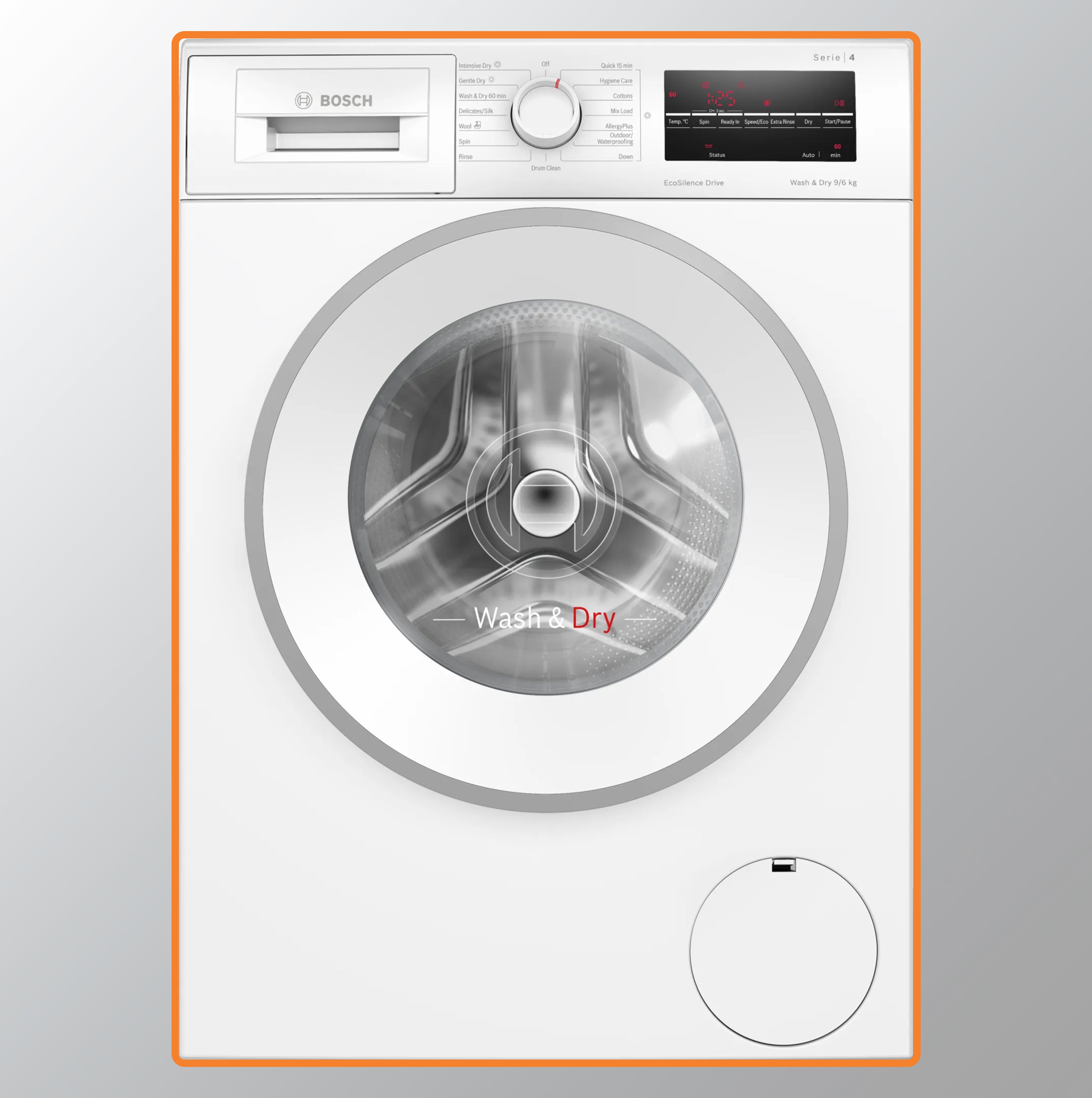 போஷ் 9 கிலோ / 6 கிலோ இன்வெர்ட்டர் ஃப்ரண்ட் லோட் வாஷர் ட்ரையர் (WNA14400IN, வெள்ளை, உள்ளமைக்கப்பட்ட ஹீட்டர் 1400 RPM)