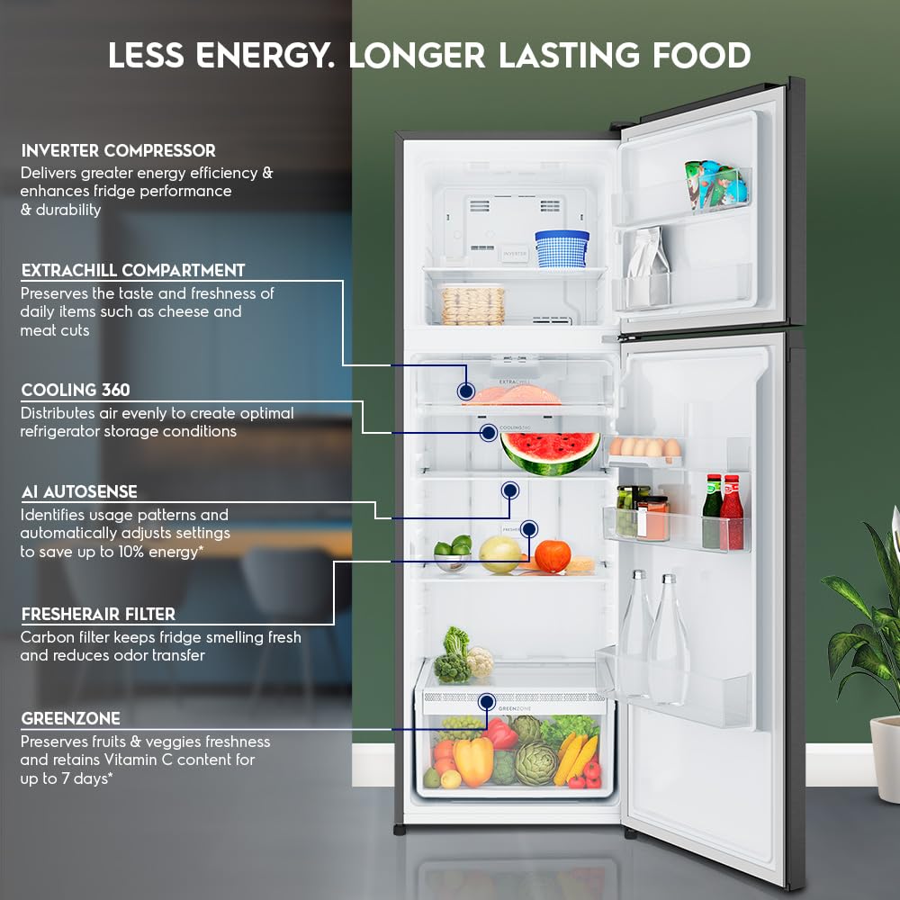 Electrolux ETM3400L-B 341L Double Door Refrigerator - Black Steel