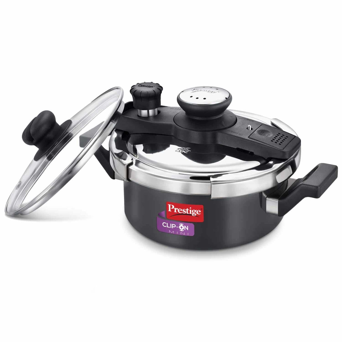 Prestige Svachh Clip-on Anodised Aluminium Pressure Cooker, 2L, Black
