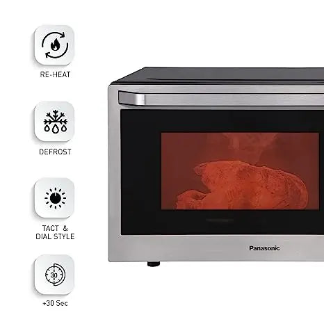 Panasonic 30L Convection Microwave Oven (NN-CT69MSFDG, Silver, FIR Heat Technology, 360 Heat Wrap, Magic Grill, For Baking & Healthy Cooking)