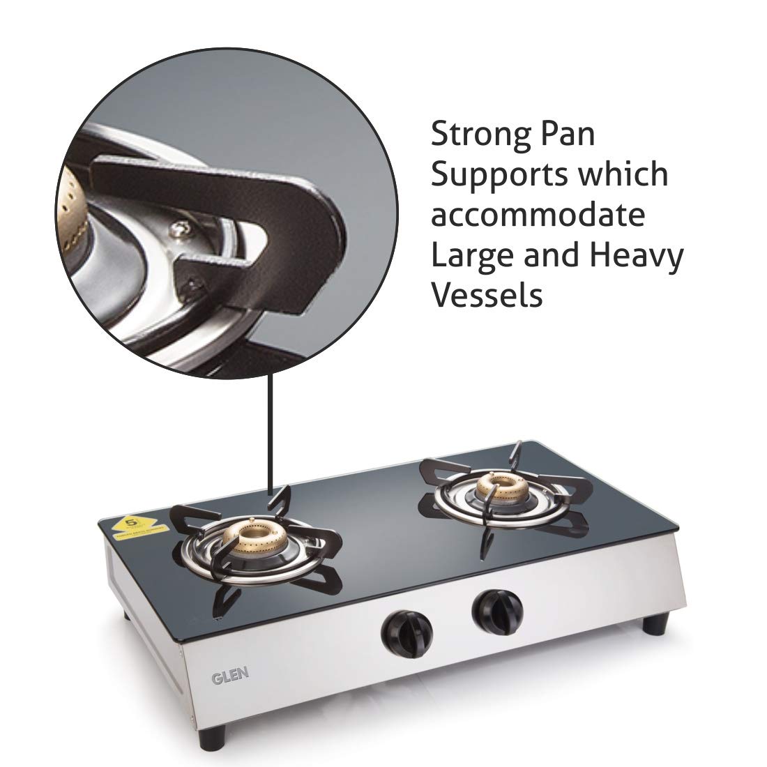 Glen 2 Burner Stainless Steel plus Glass Gas Stove 1023 GT Retro