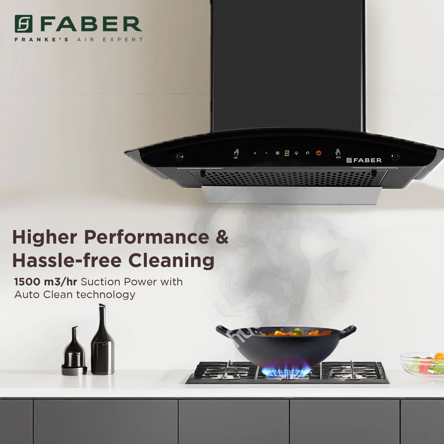 Faber 60cm Kitchen Chimney - HOOD MYSTIC BLDC FL HC BK: Efficient and Sleek